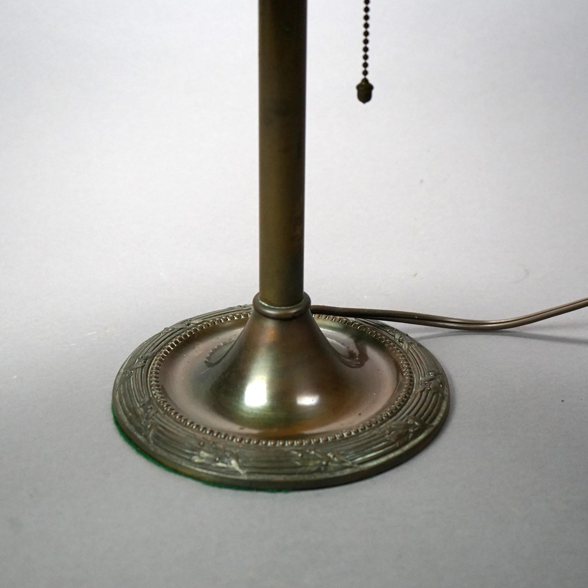 Antique Bradley & Hubbard Arts & Crafts Slag Glass Table Lamp, c1920 2