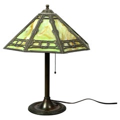 Antique Bradley & Hubbard Arts & Crafts Slag Glass Table Lamp, c1920