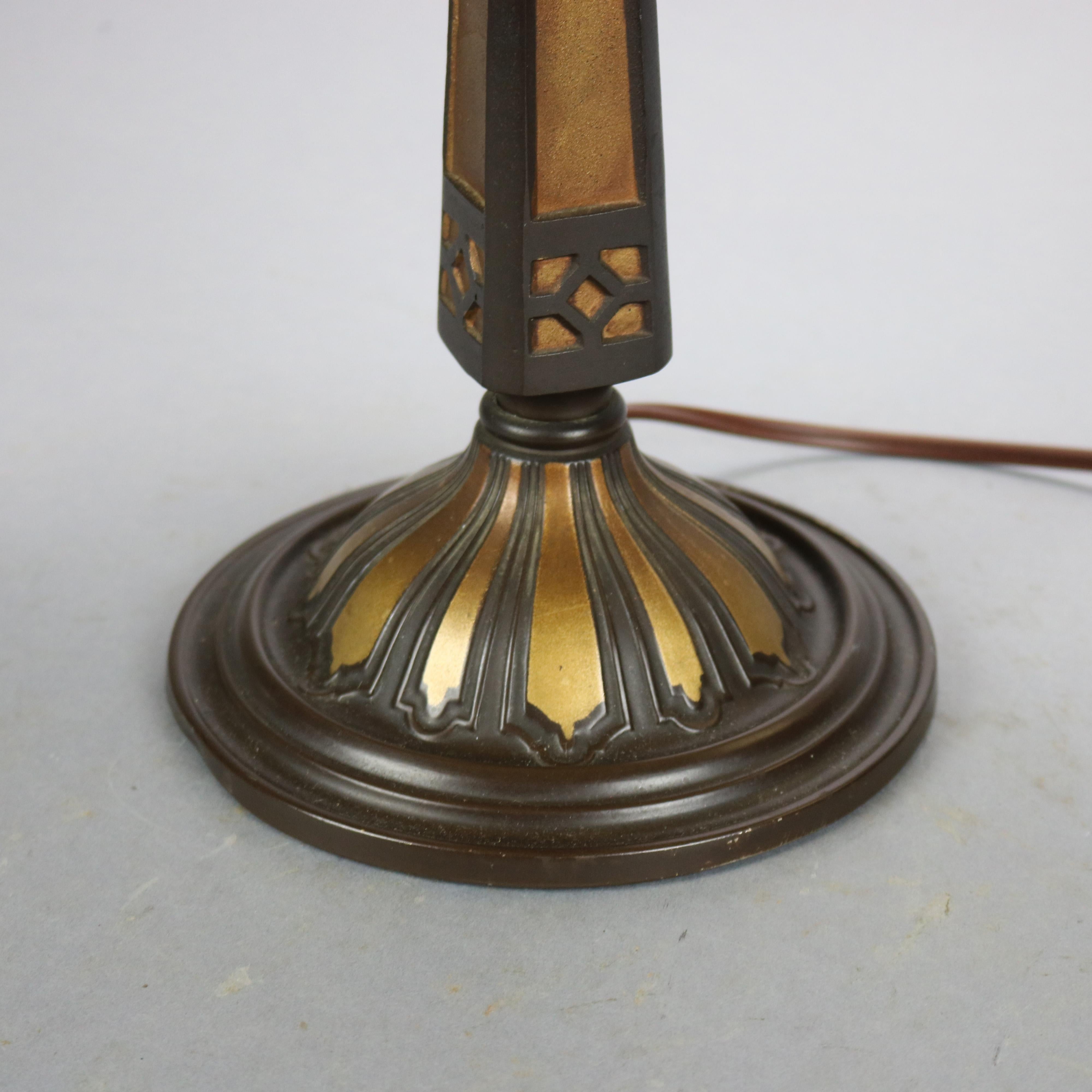 Antique Bradley & Hubbard Arts & Crafts Slag Glass Table Lamp, Circa 1920 2