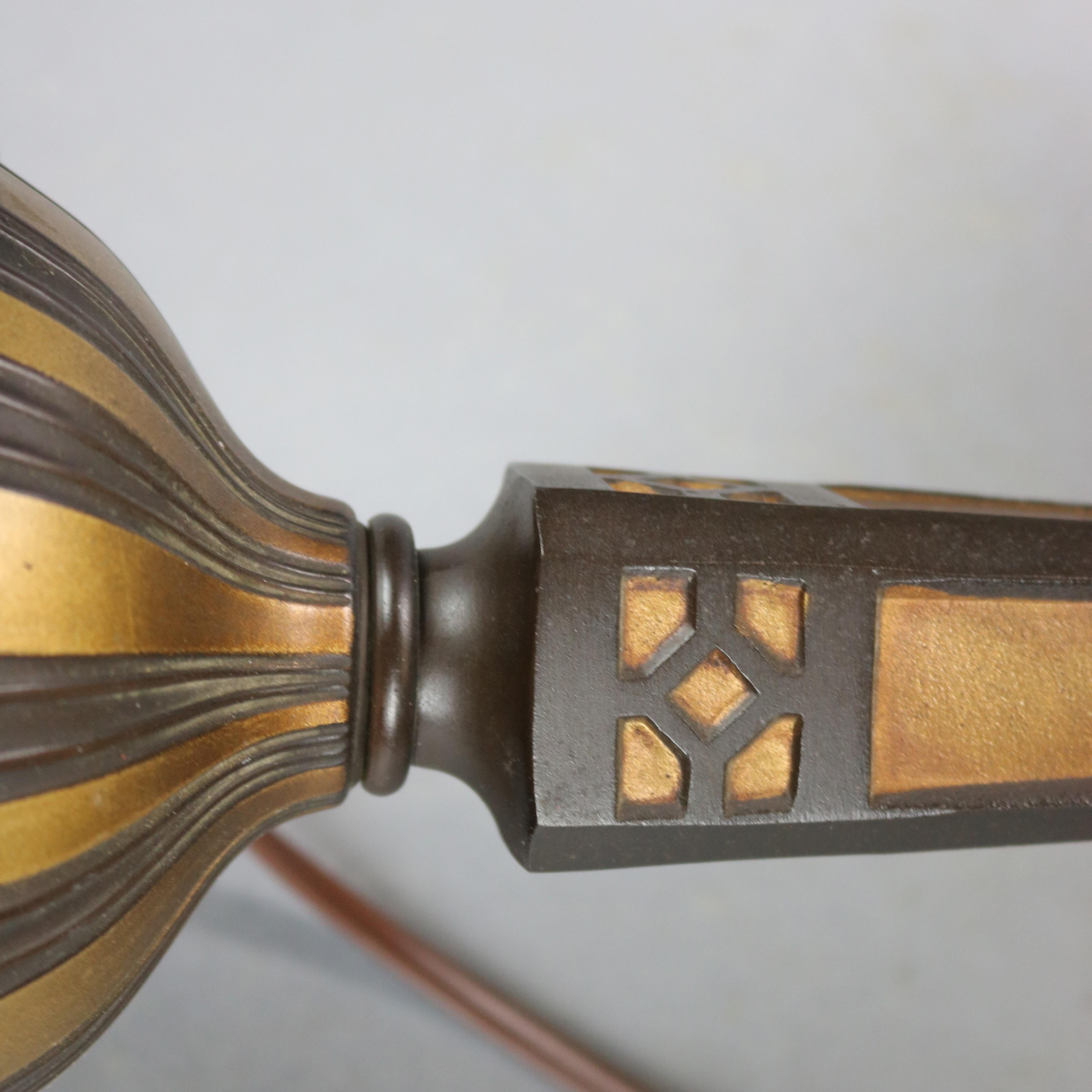 Antique Bradley & Hubbard Arts & Crafts Slag Glass Table Lamp, Circa 1920 3