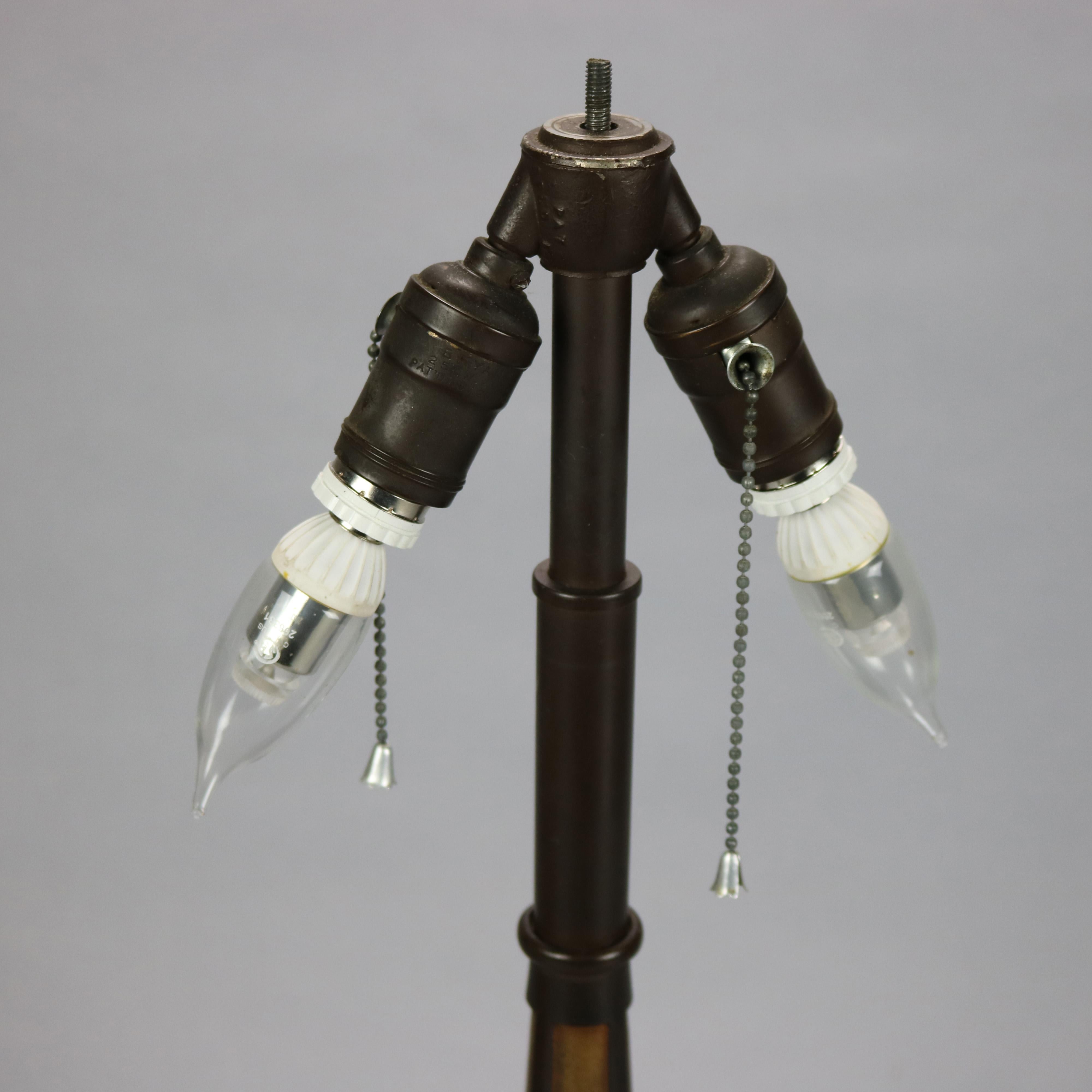 Antique Bradley & Hubbard Arts & Crafts Slag Glass Table Lamp, Circa 1920 7