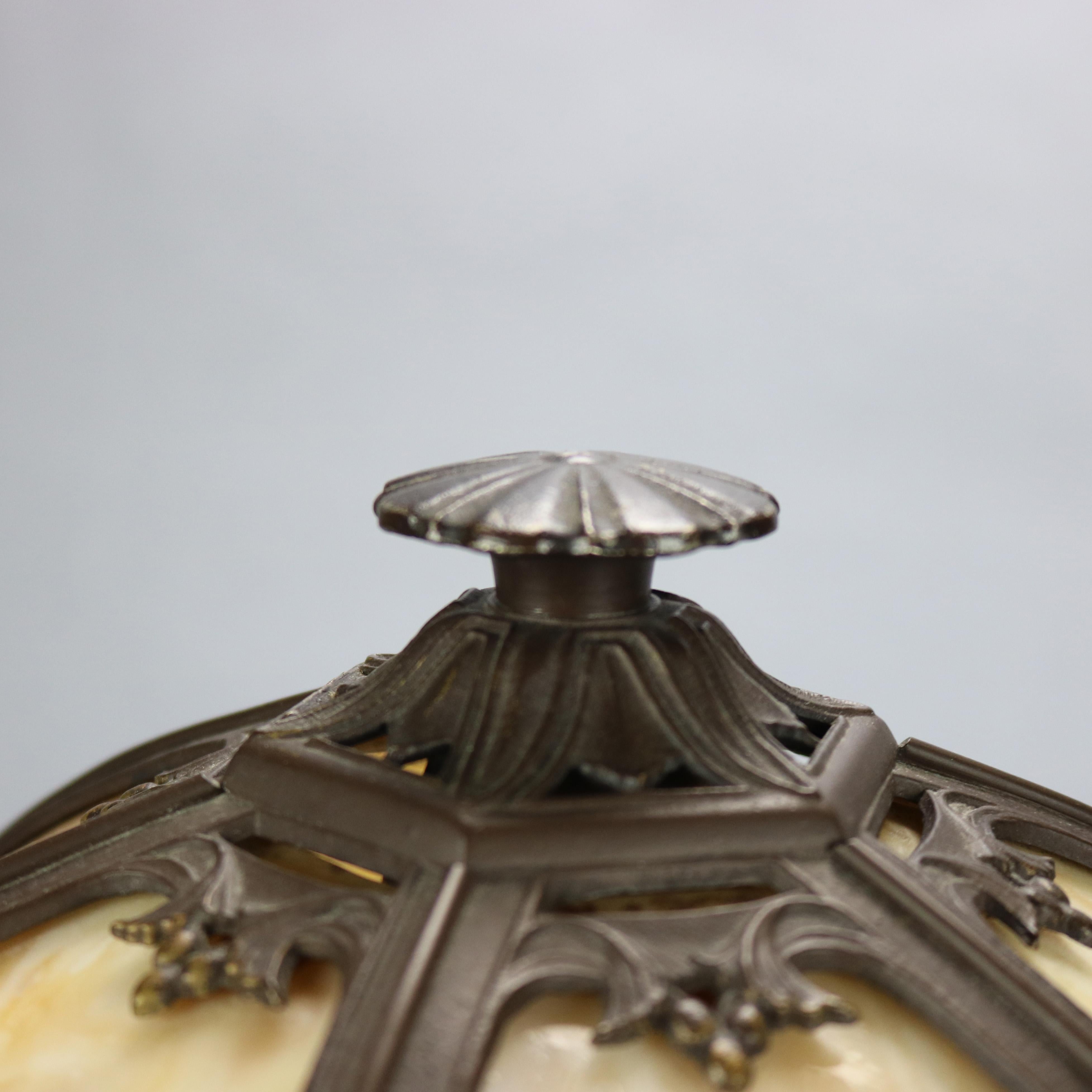 American Antique Bradley & Hubbard Arts & Crafts Slag Glass Table Lamp, Circa 1920