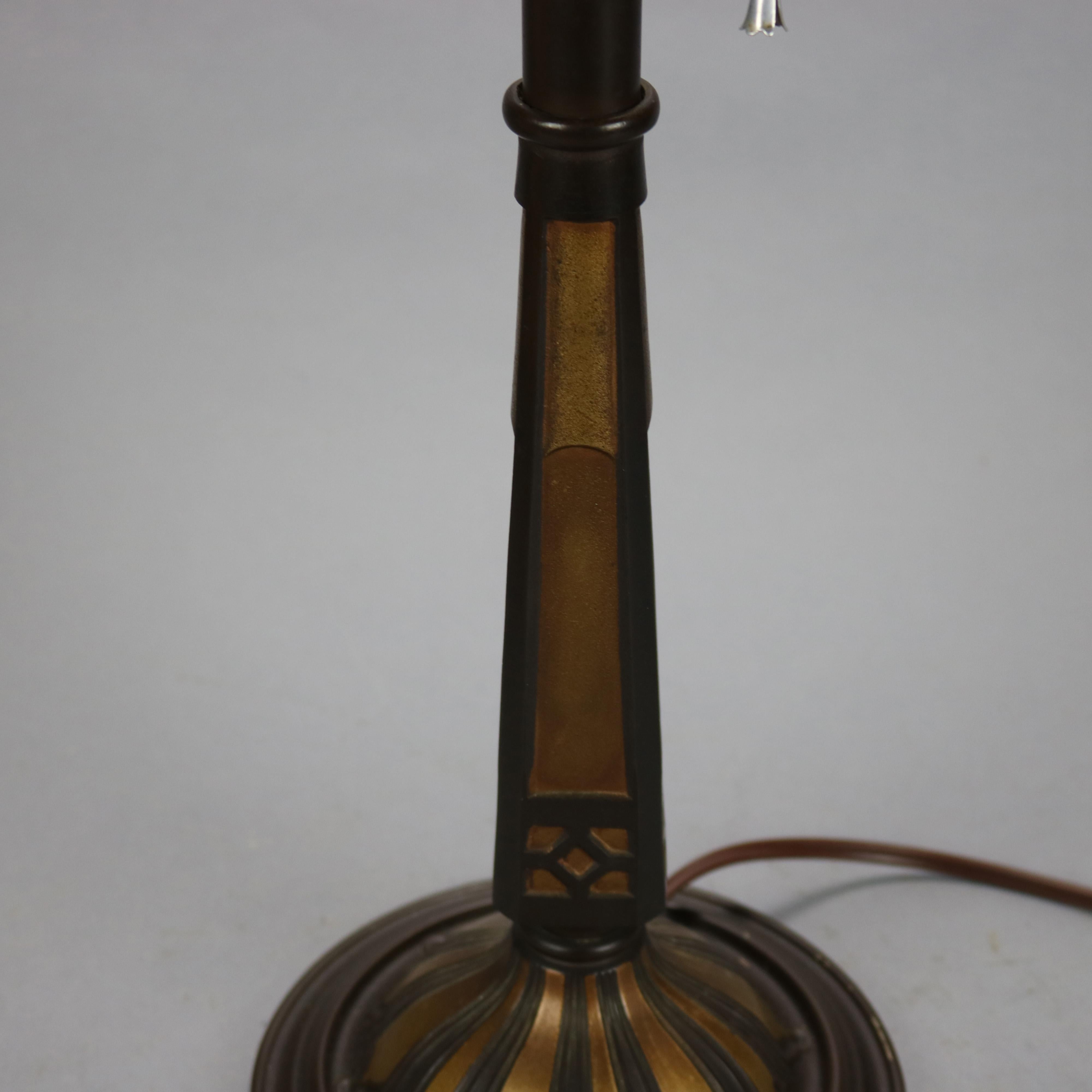 20th Century Antique Bradley & Hubbard Arts & Crafts Slag Glass Table Lamp, Circa 1920