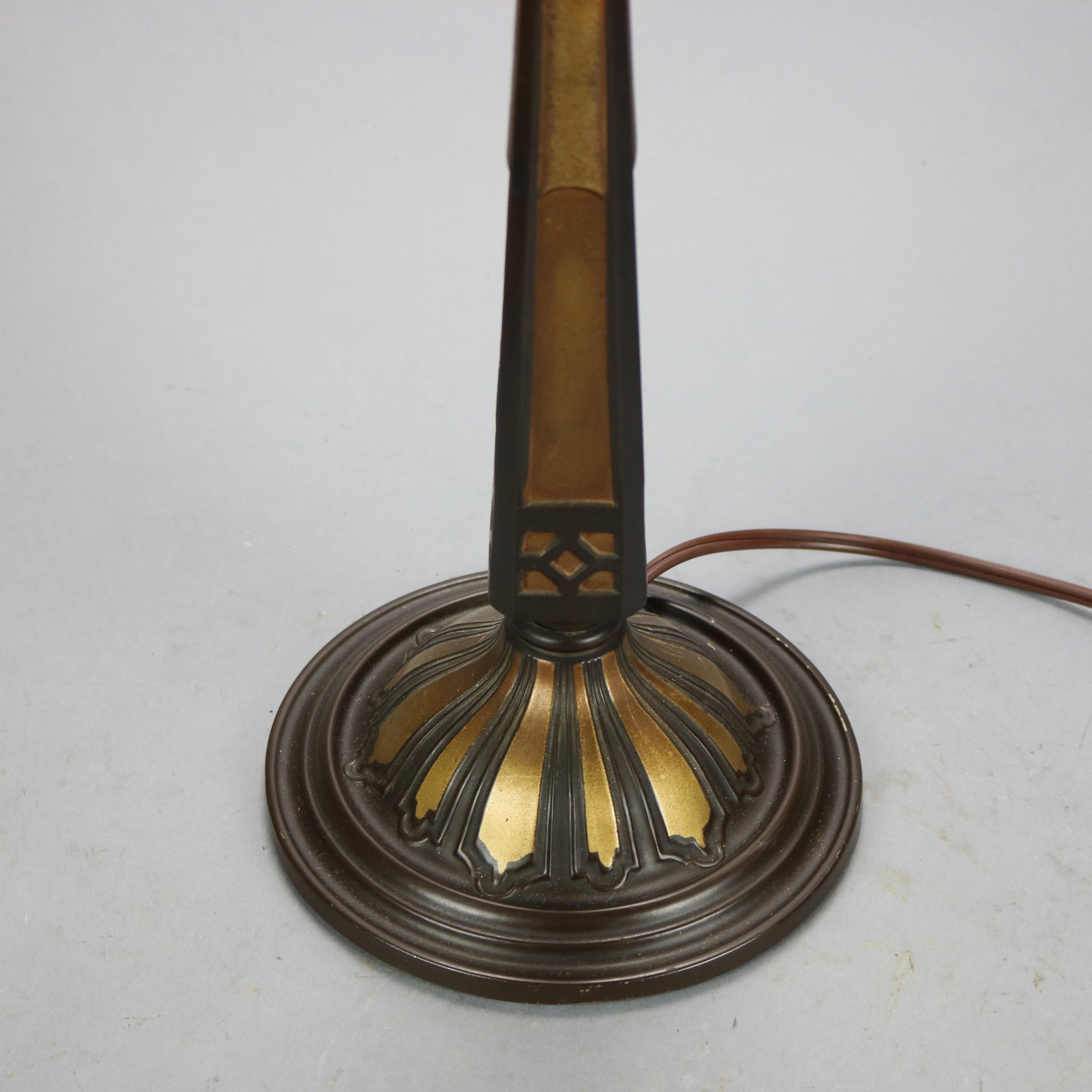 Antique Bradley & Hubbard Arts & Crafts Slag Glass Table Lamp, Circa 1920 1