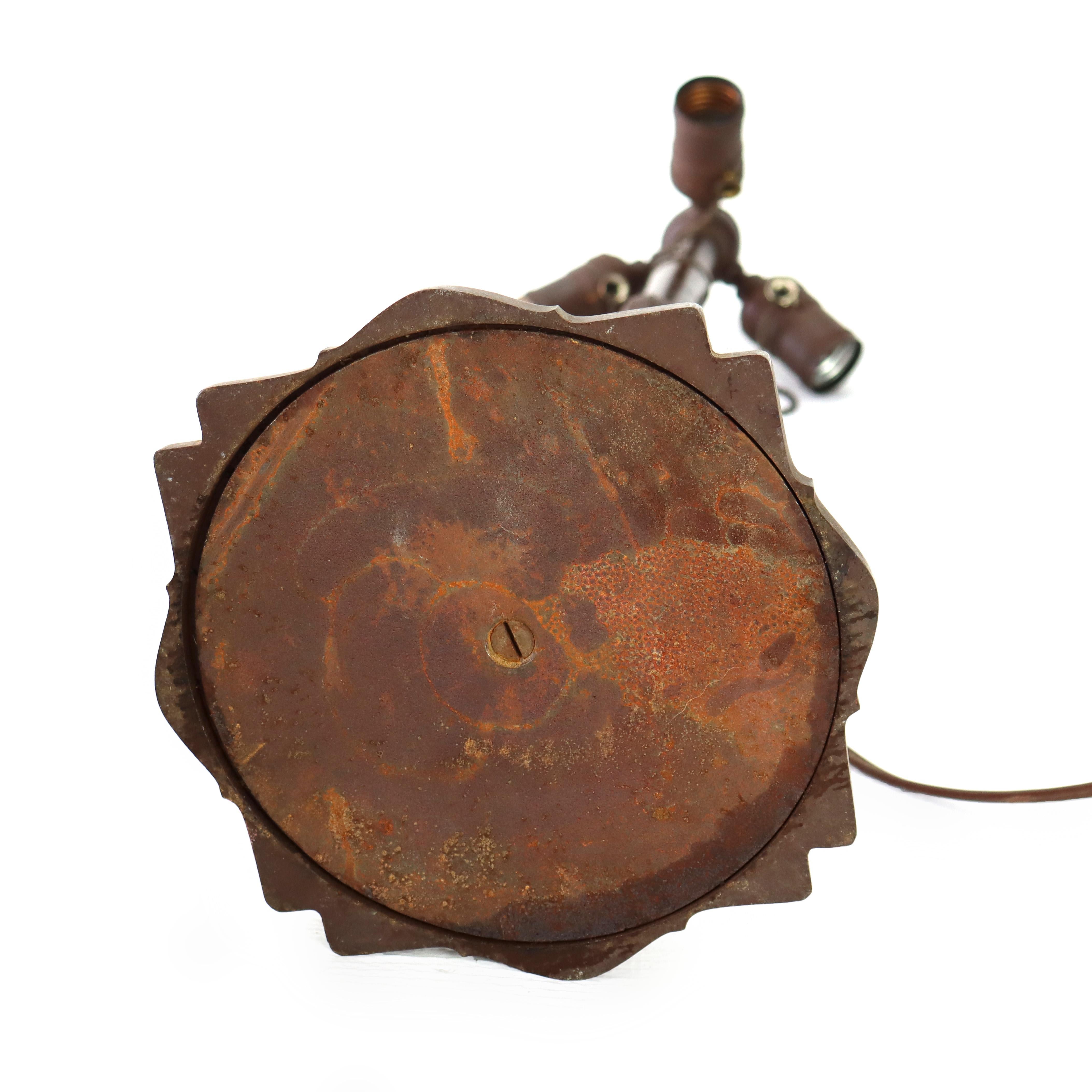 Antique Bradley & Hubbard attr Arts & Crafts 8 Panel Slag Glass Table Lamp c1920 en venta 3