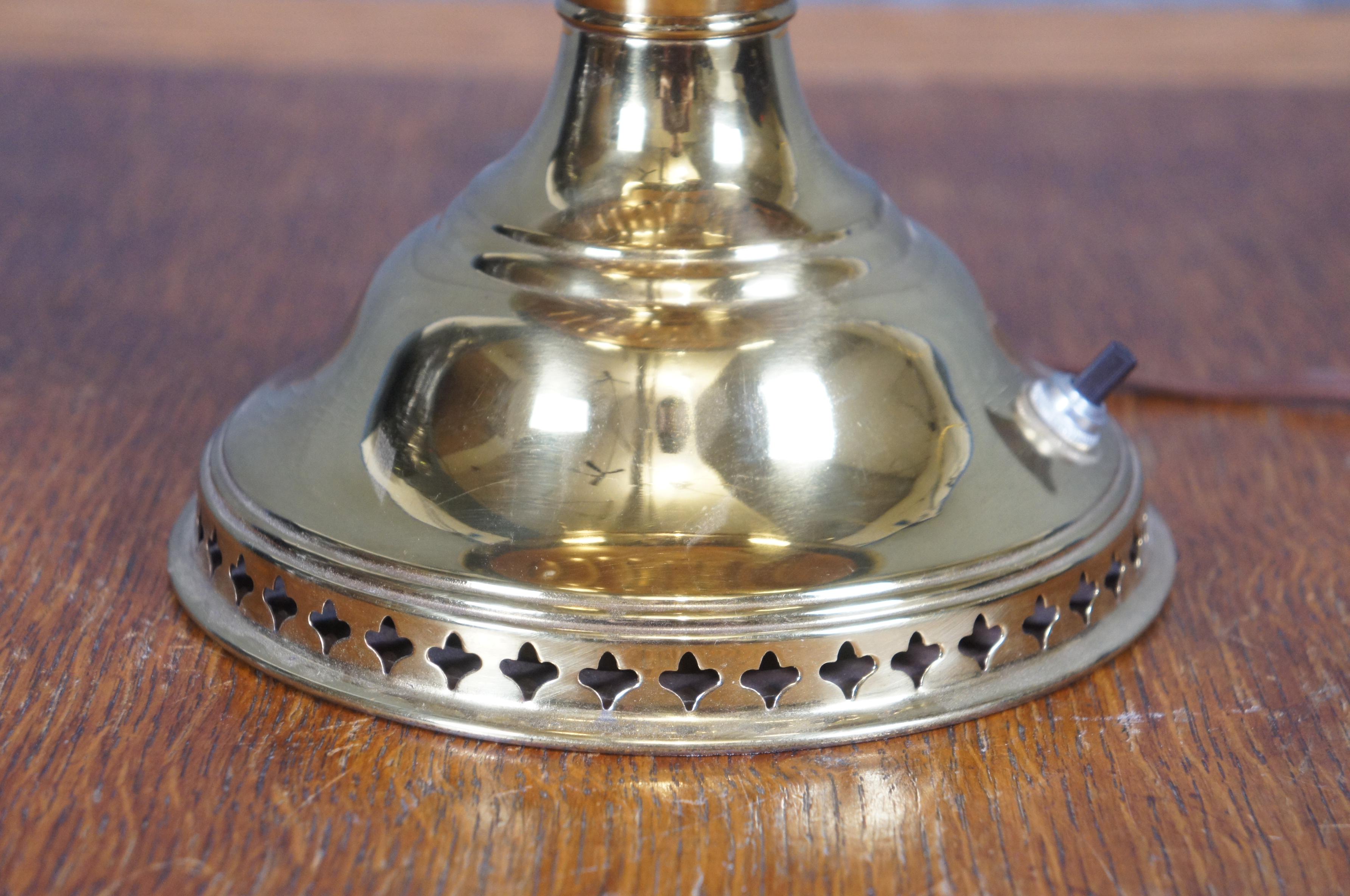 Antique Bradley & Hubbard Brass Hobnail Parlor Hurricane Oil Lamp 17