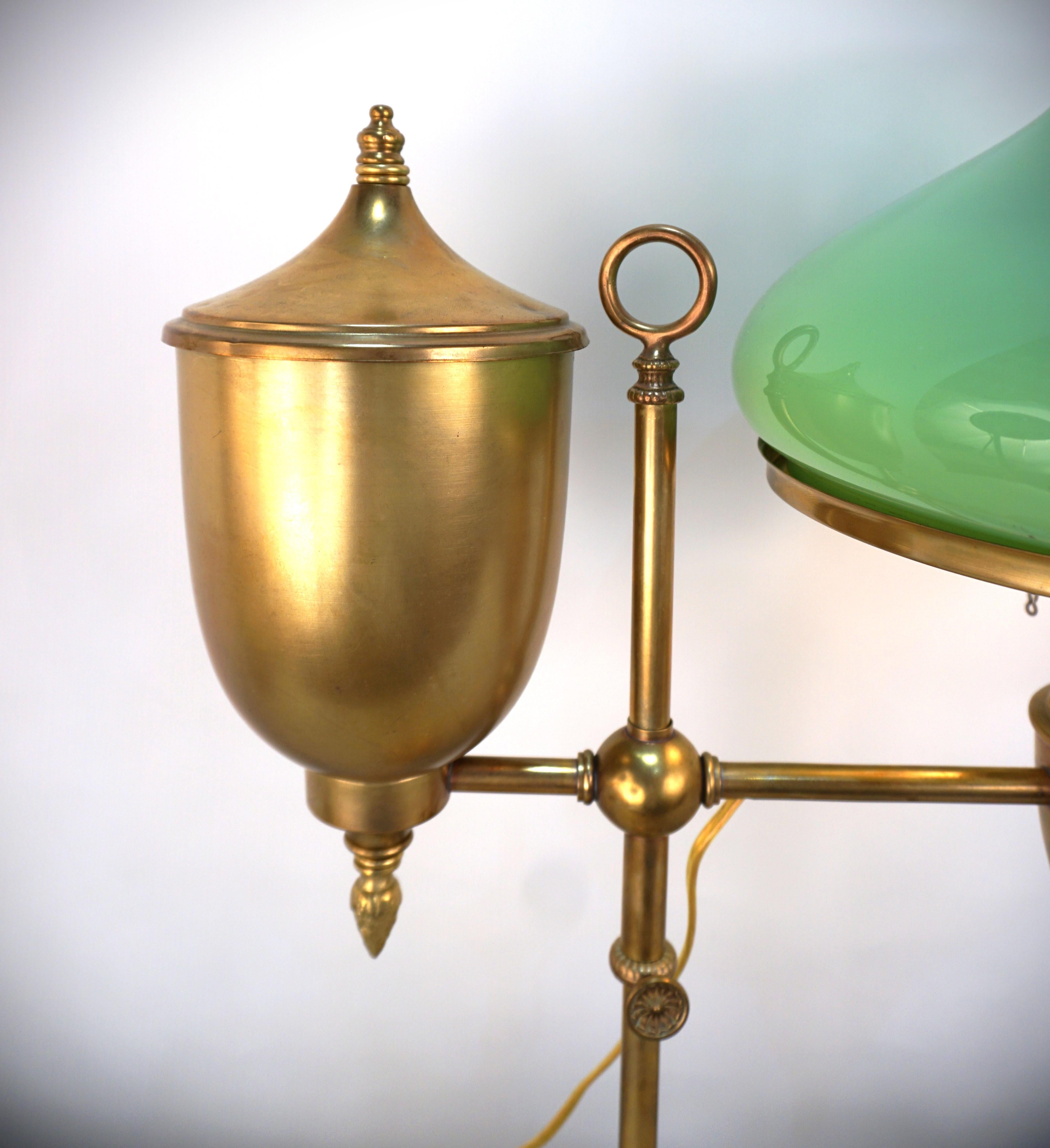 American Antique Bradley & Hubbard Brass Student Table Lamp For Sale