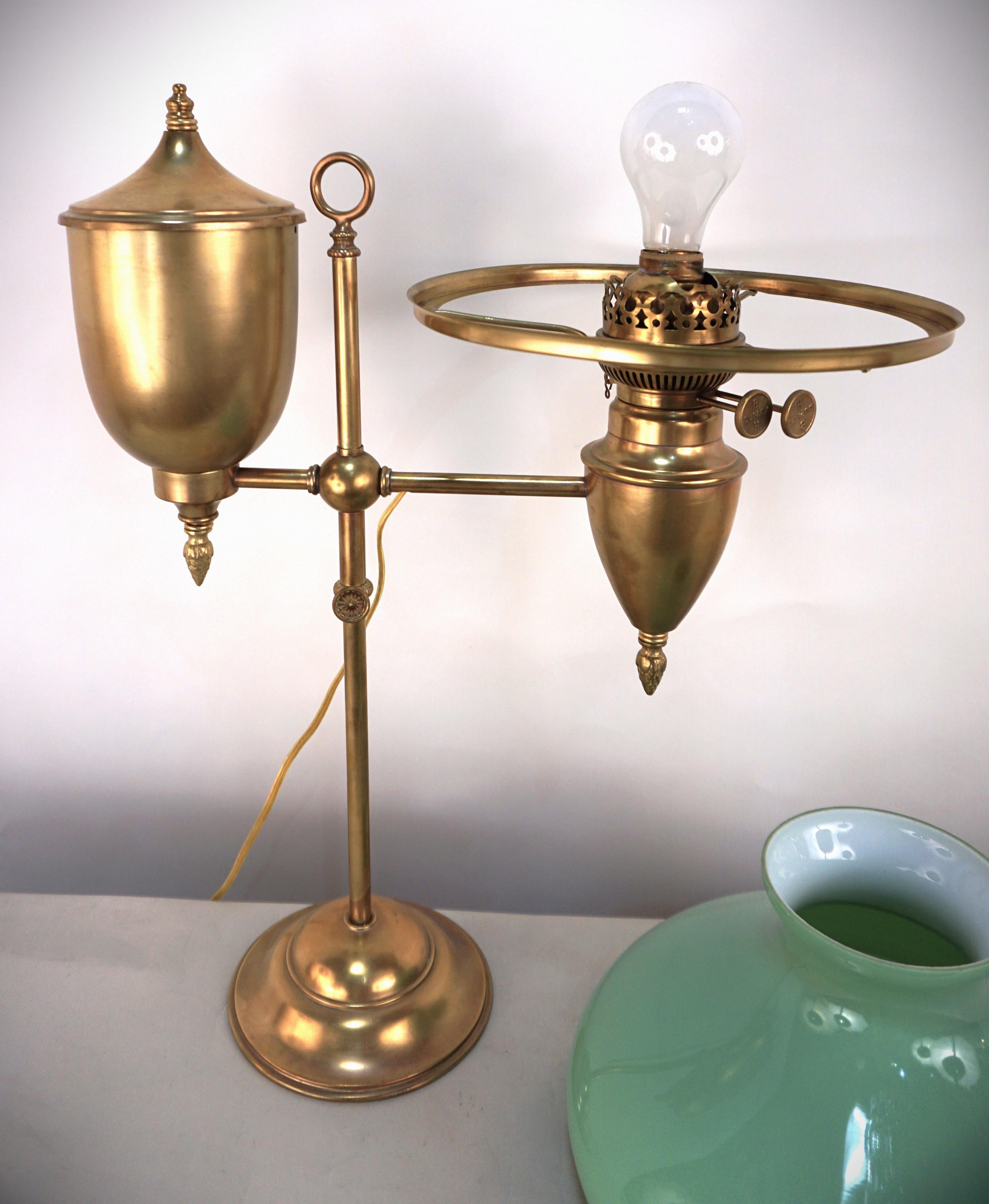Antique Bradley & Hubbard Brass Student Table Lamp For Sale 2