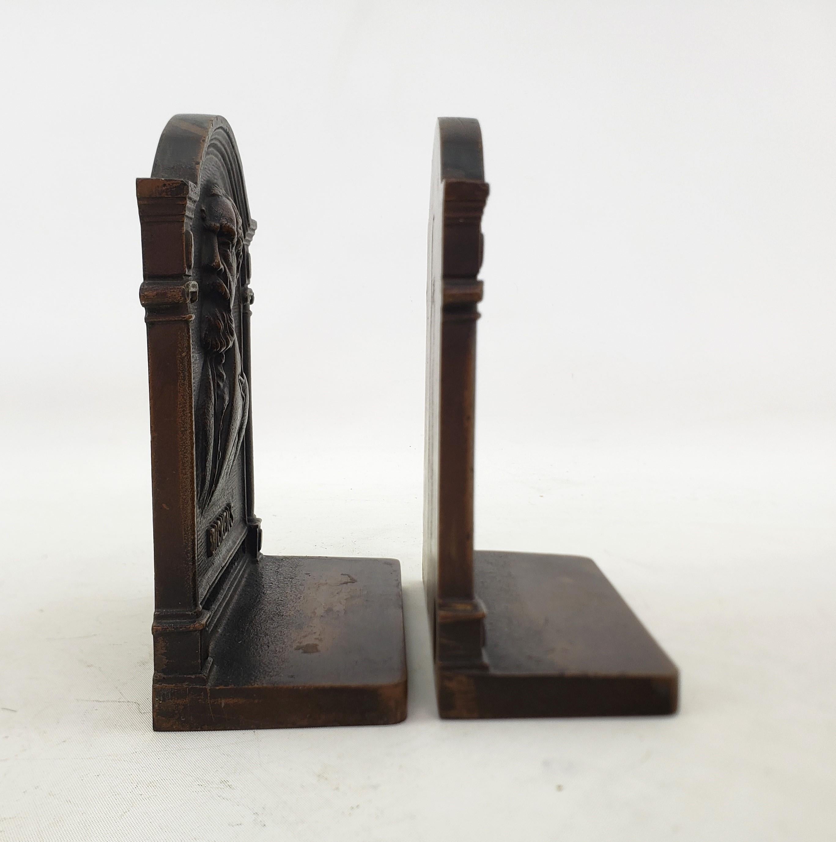 Antique Bradley & Hubbard Cast Iron Bookends of Authors Dickens & Oliver Holmes For Sale 1
