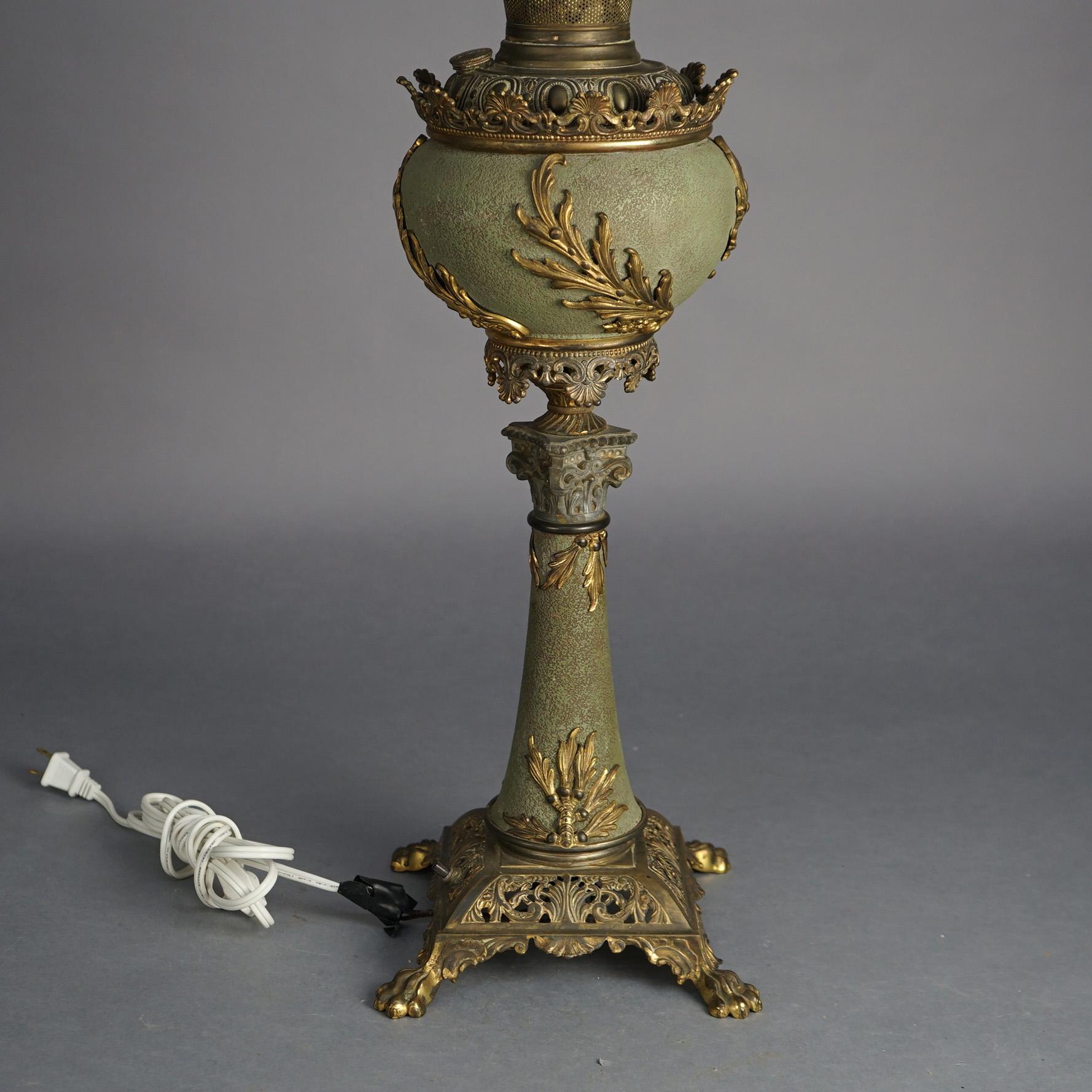 Antike klassische Bradley & Hubbard-Salonlampe aus Messing mit Verdigris-Finish  im Angebot 6