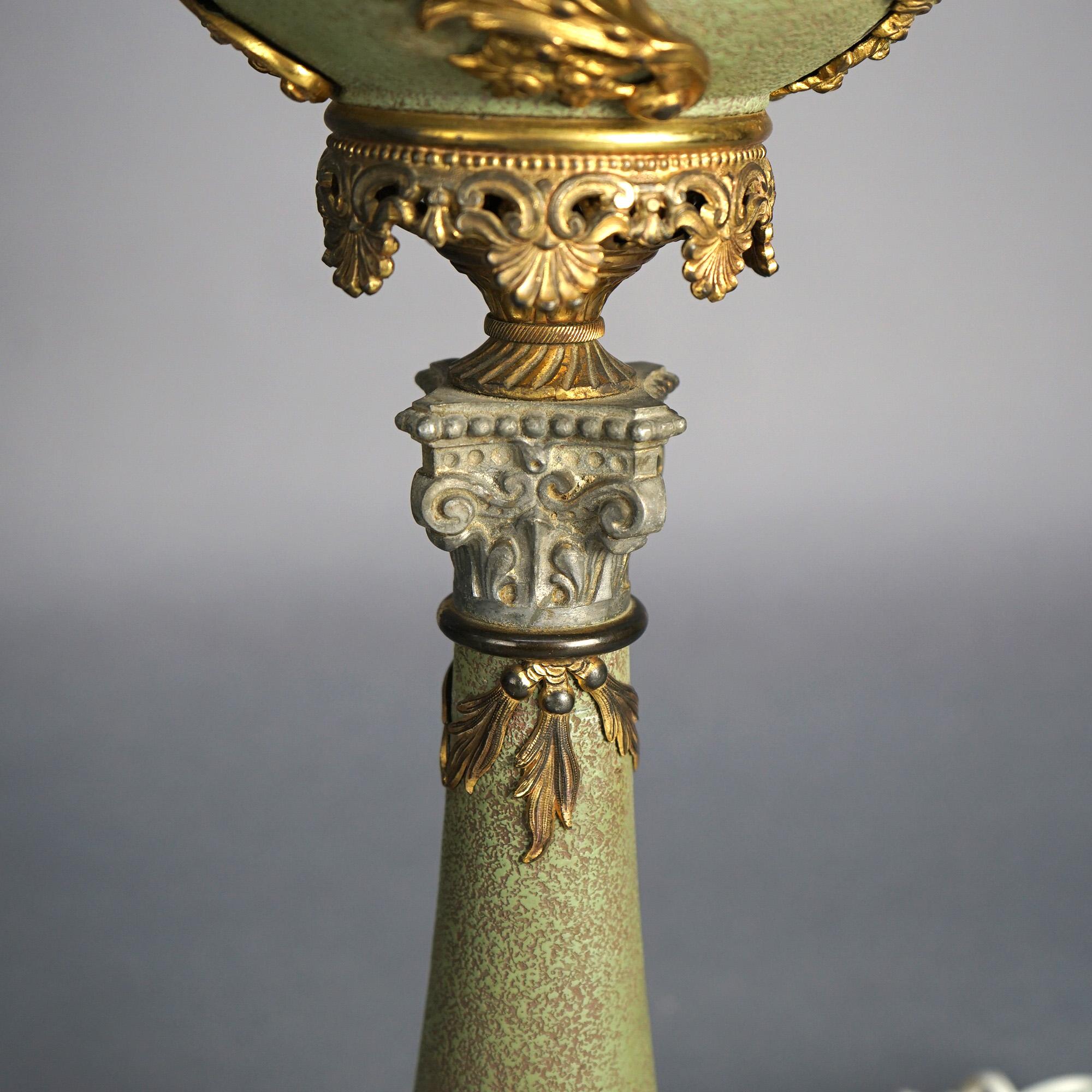 Antike klassische Bradley & Hubbard-Salonlampe aus Messing mit Verdigris-Finish  im Angebot 7