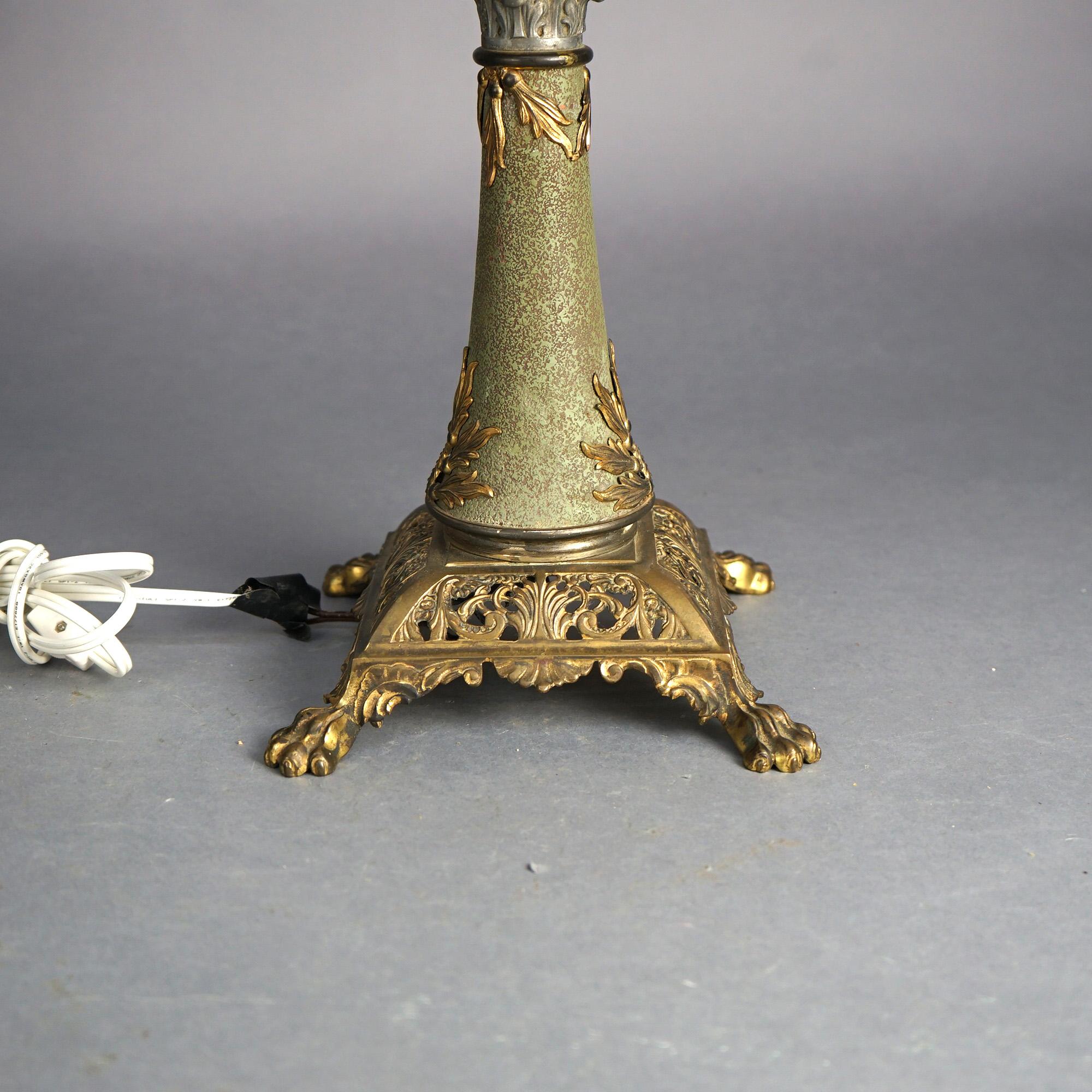 Antike klassische Bradley & Hubbard-Salonlampe aus Messing mit Verdigris-Finish  im Angebot 8