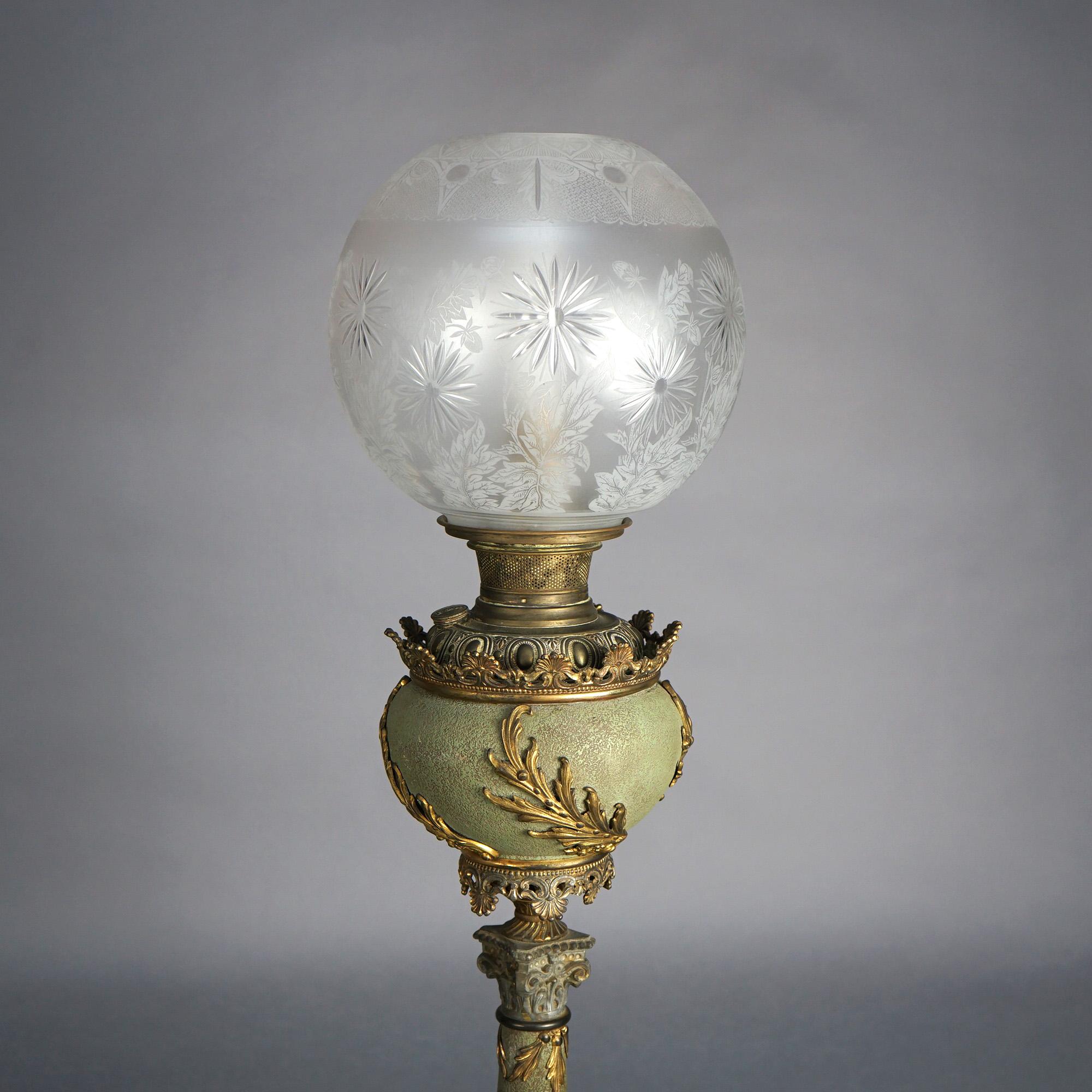 Antike klassische Bradley & Hubbard-Salonlampe aus Messing mit Verdigris-Finish  im Angebot 2