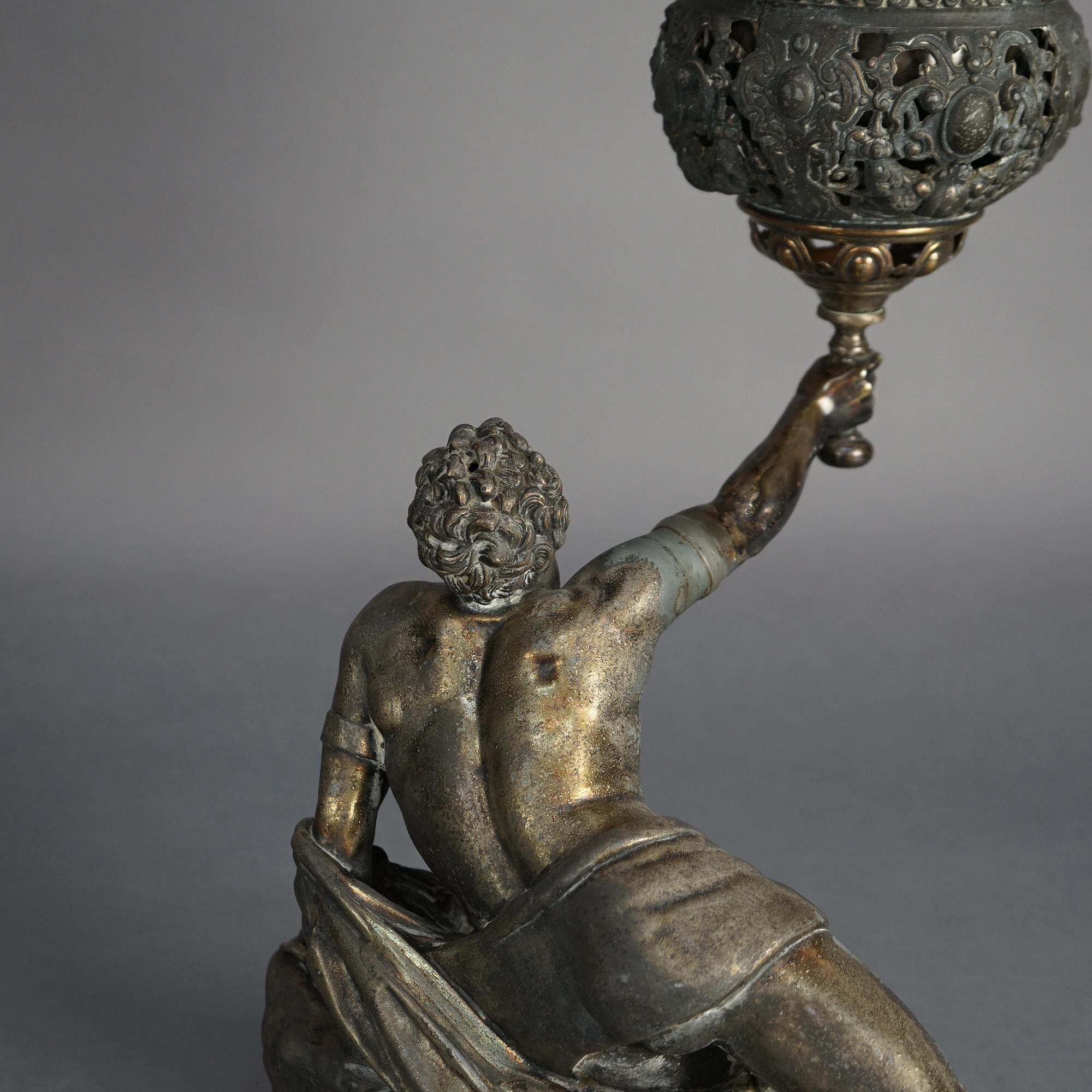 Antique Bradley & Hubbard Figural Soldat Spartiate Lamp After Jean-Pierre Cartot 4