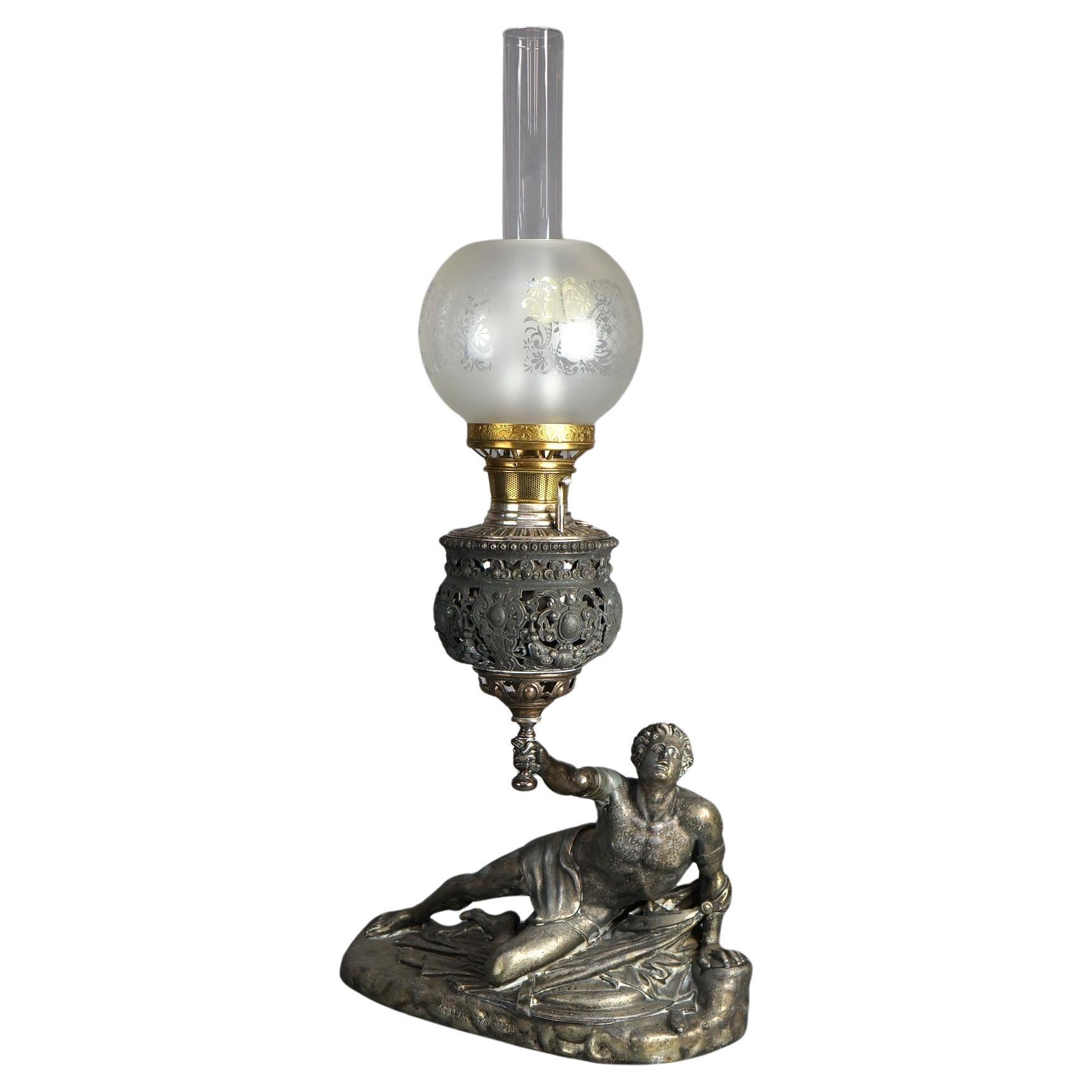 Antique Bradley & Hubbard Figural Soldat Spartiate Lamp After Jean-Pierre Cartot