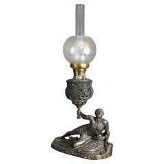 Antica lampada figurata Soldat Spartiate di Bradley & Hubbard dopo Jean-Pierre Cartot