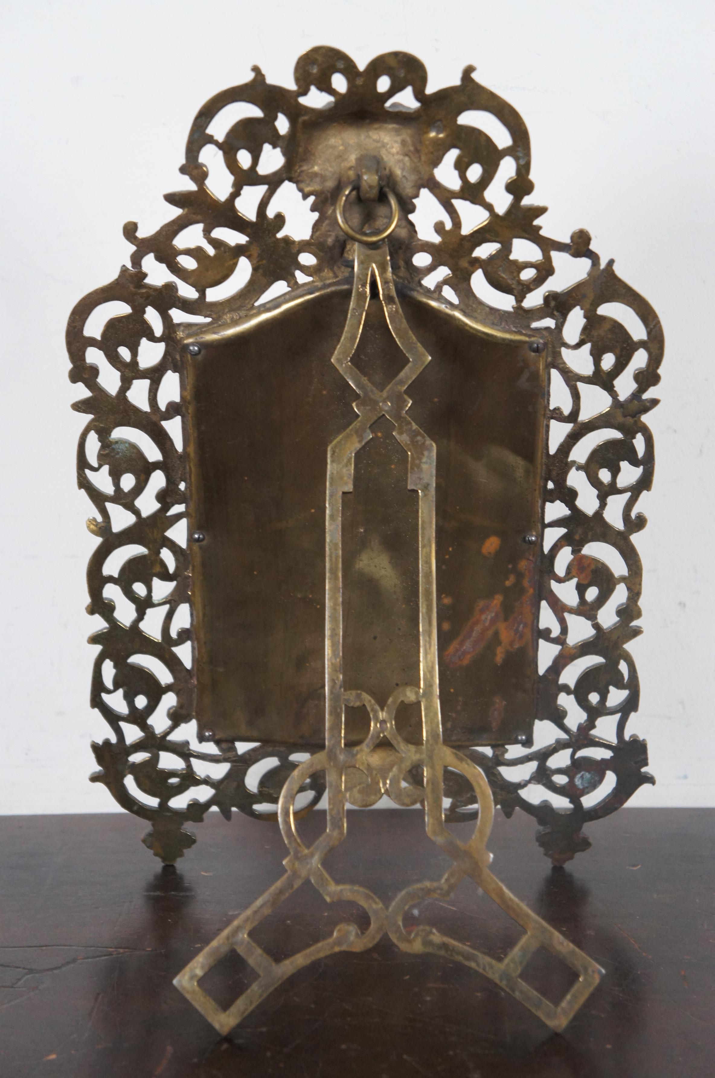 19th Century Antique Bradley & Hubbard Gilded Cast Iron Desktop or Wall Vanity Mirror Bacchus