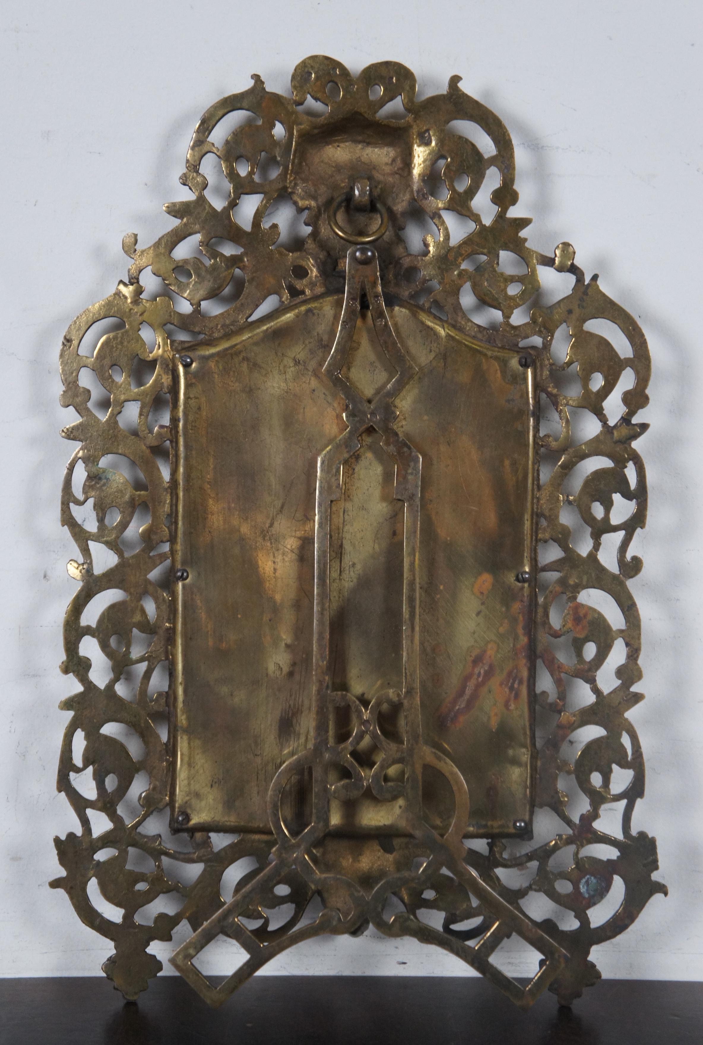 Antique Bradley & Hubbard Gilded Cast Iron Desktop or Wall Vanity Mirror Bacchus 1