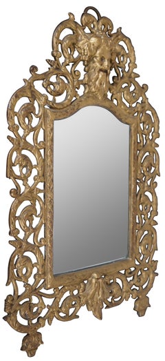 Antique Bradley & Hubbard Gilded Cast Iron Wall Vanity Mirror Bacchus