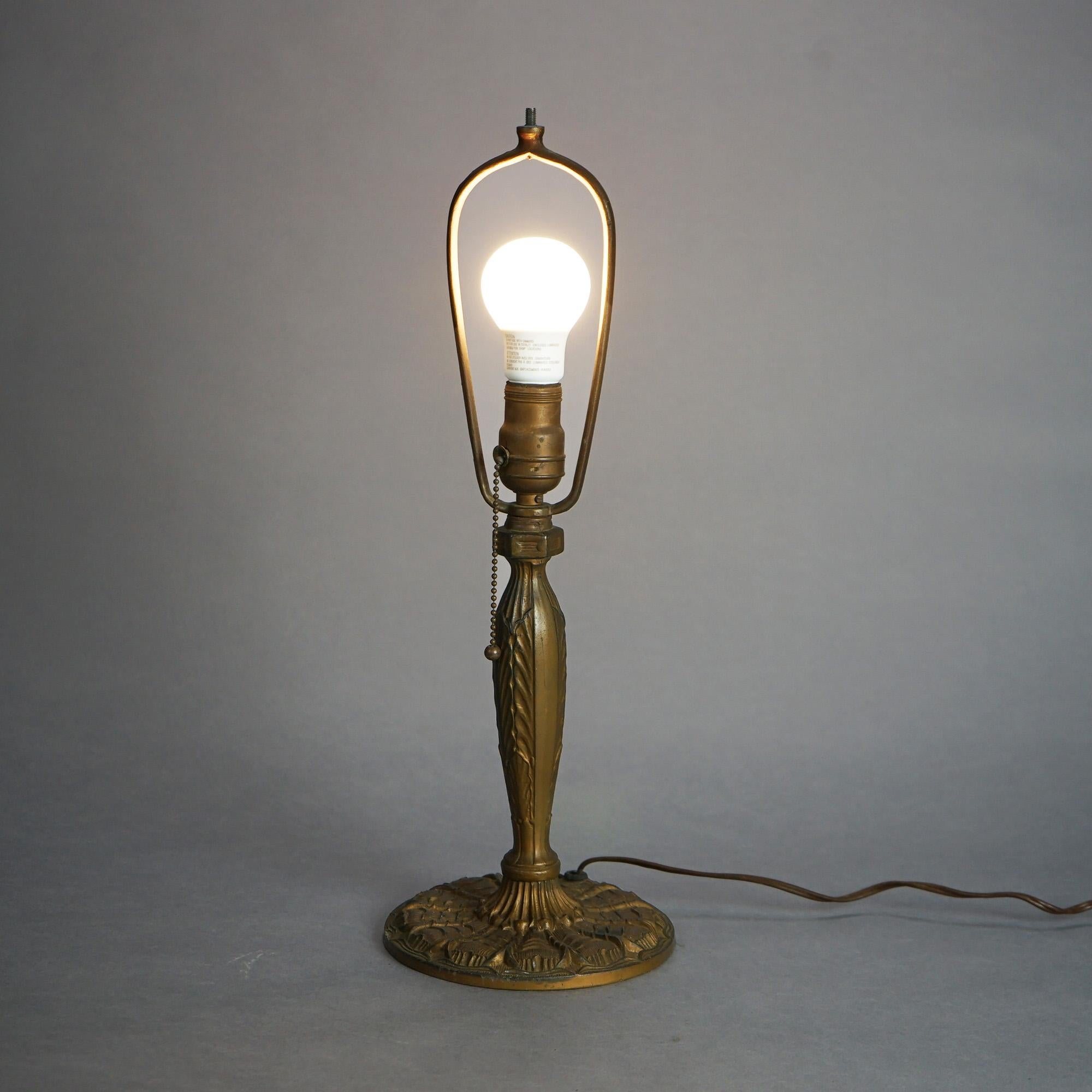 Antique Bradley & Hubbard School Arts & Crafts Bent Slag Glass Panel Lamp C1920 3