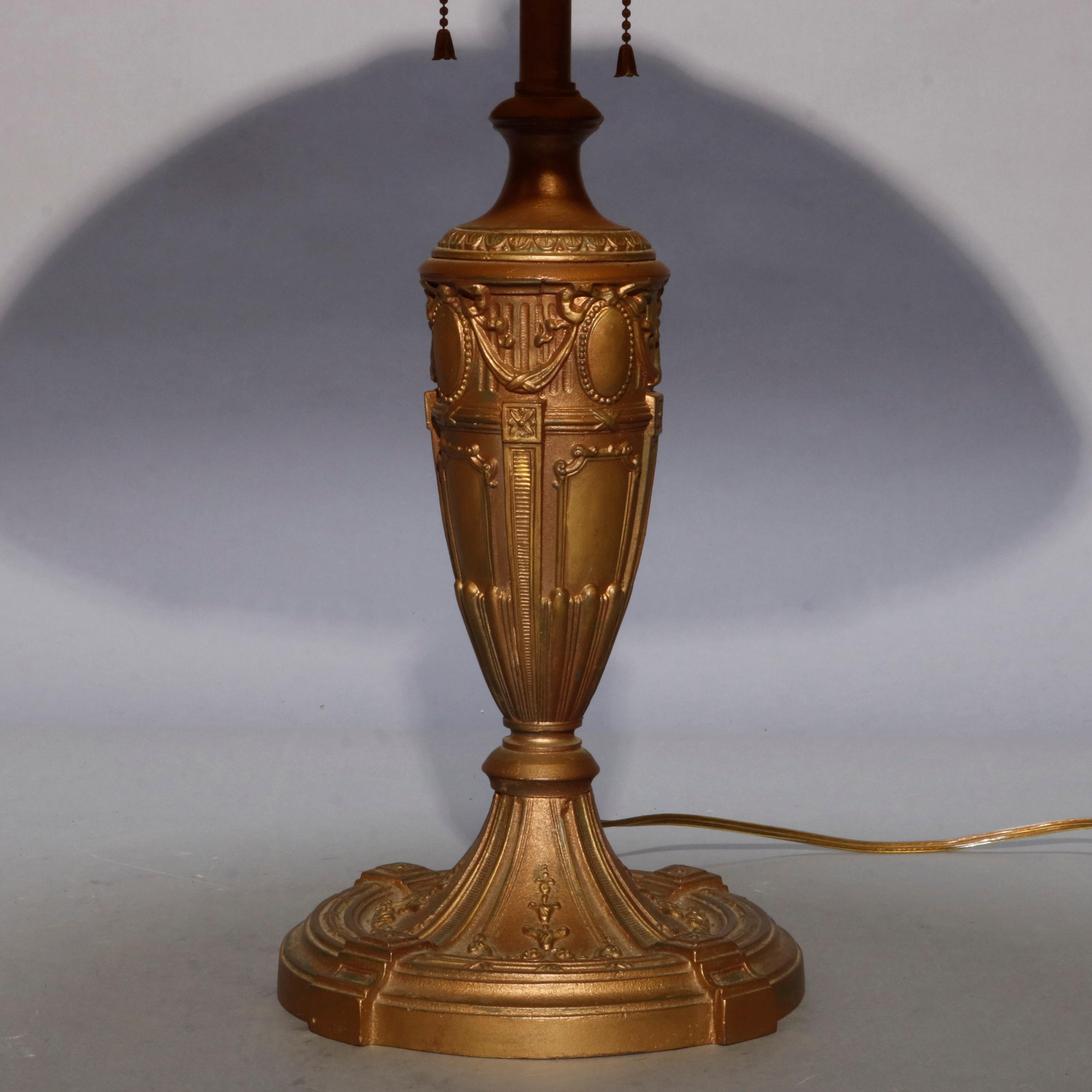 Antique Bradley & Hubbard School Arts & Crafts Slag Glass Lamp, circa 1920 1