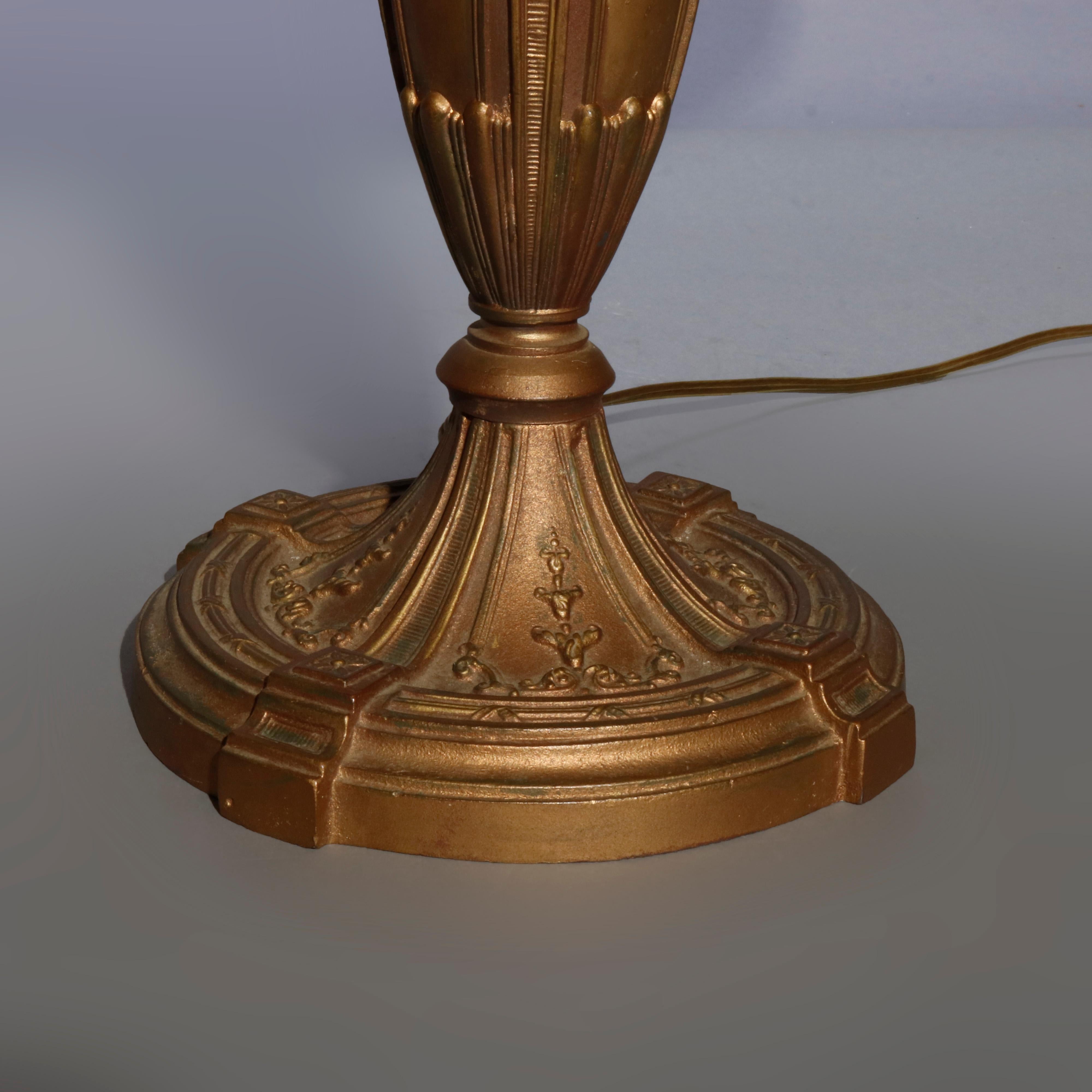 Antique Bradley & Hubbard School Arts & Crafts Slag Glass Lamp, circa 1920 2