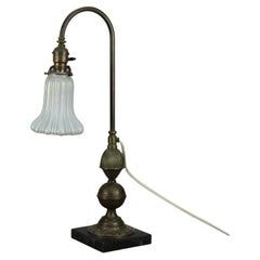 Antique Bradley & Hubbard School Brass Desk Lamp with Calcite Shade Circa 1910