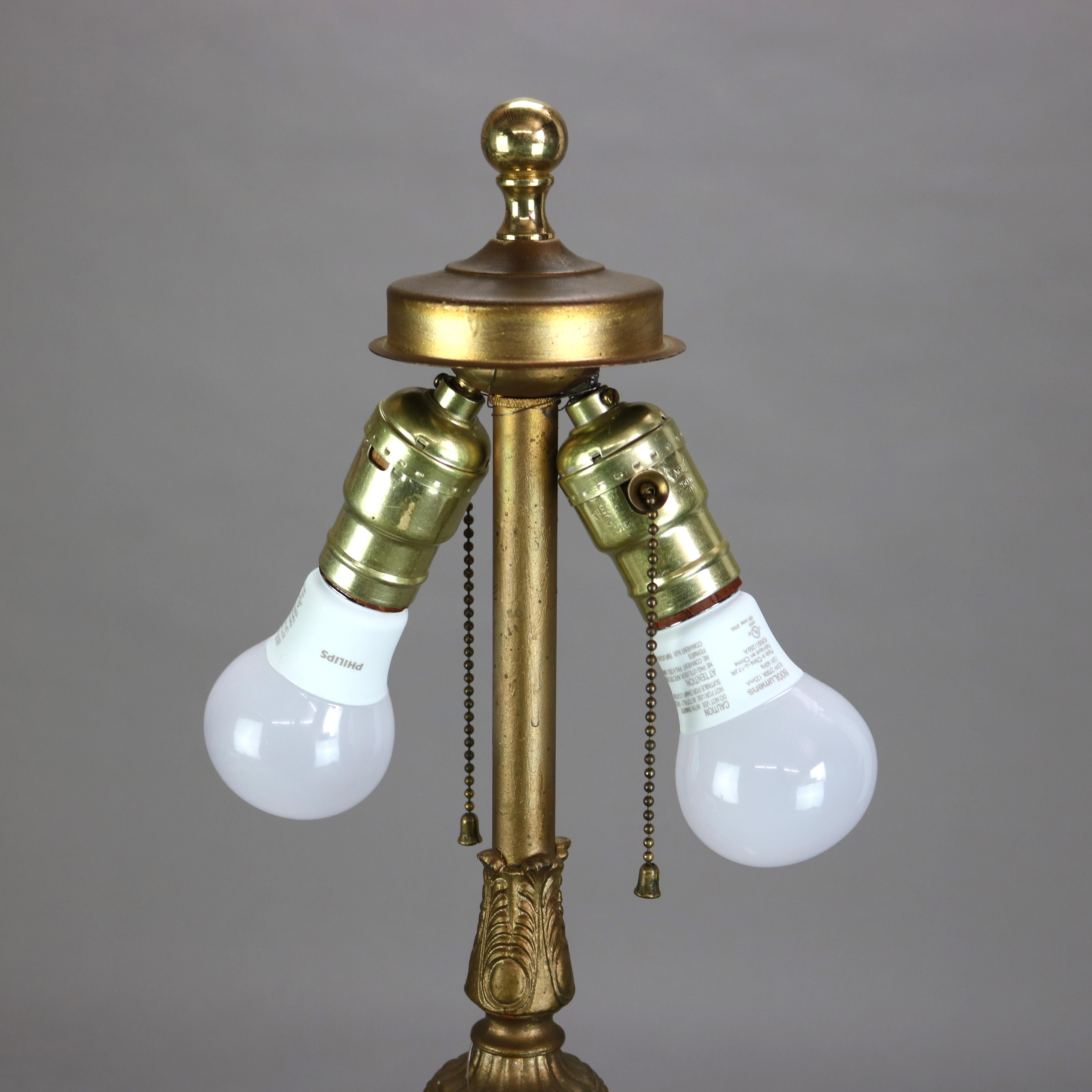Antica lampada da tavolo in bronzo dipinta al contrario della scuola Bradley & Hubbard C1920 2
