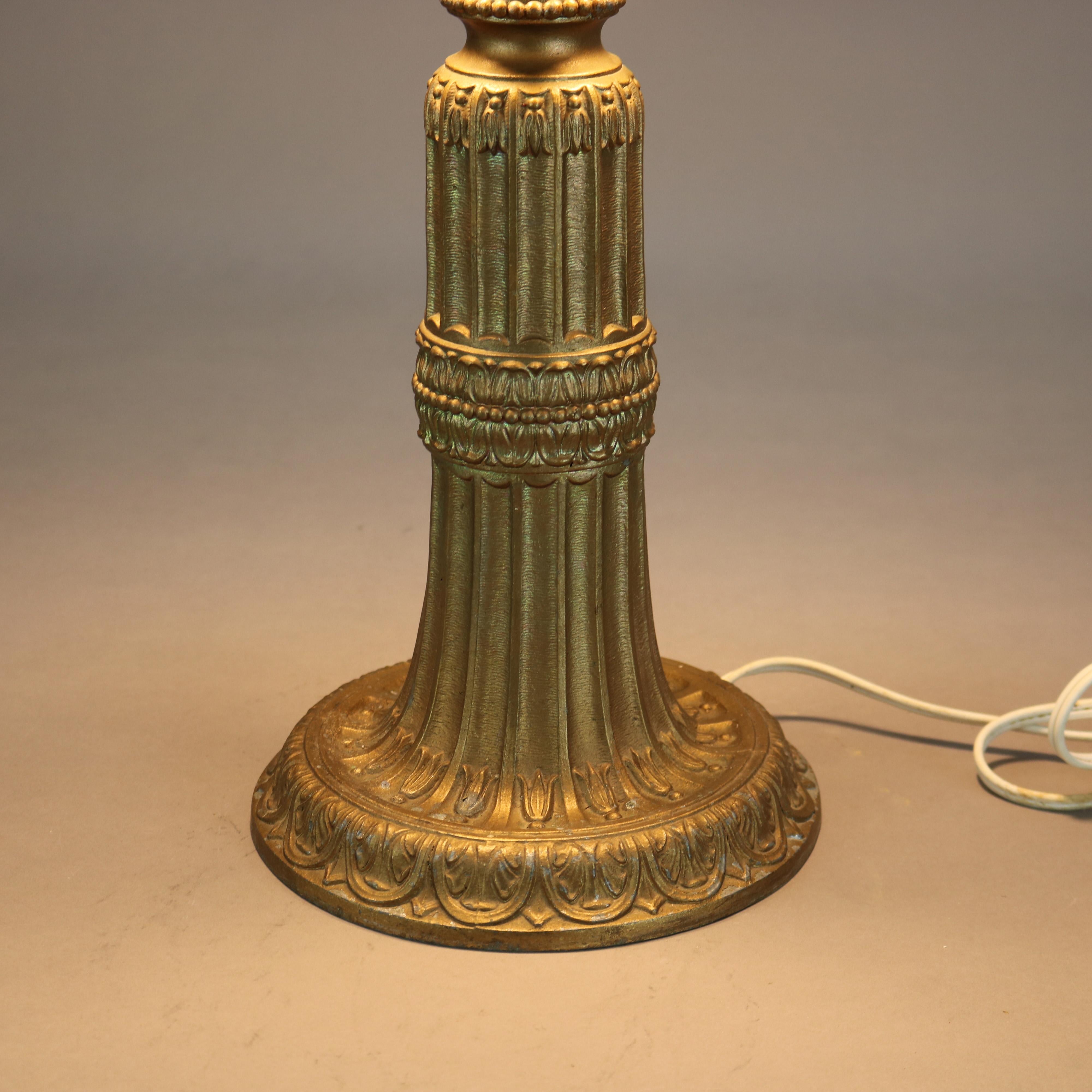 Antica lampada da tavolo in bronzo dipinta al contrario della scuola Bradley & Hubbard C1920 3