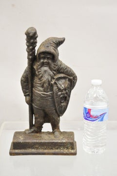 Antique Bradley & Hubbard Victorian Cast Iron Figural Warrior Gnome Doorstop