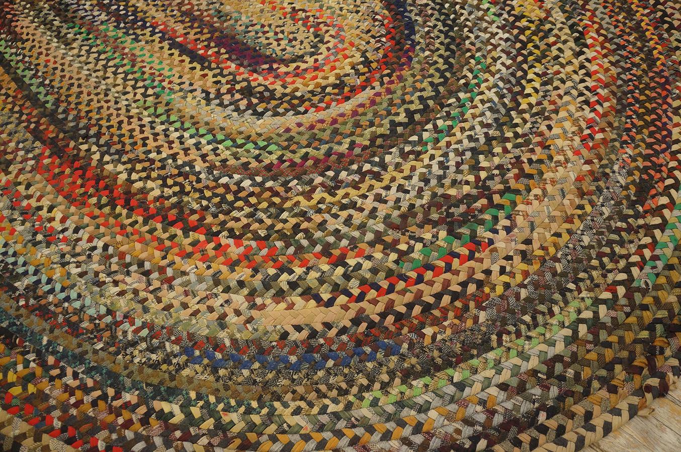 Hand-Woven 1940s American Braided Rug ( 9' x 11' 6