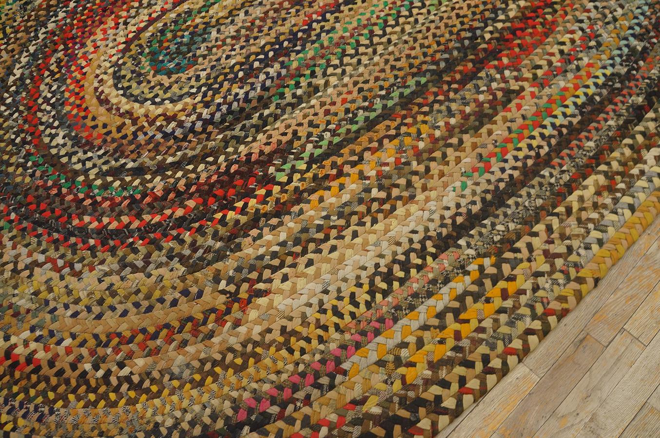 Wool 1940s American Braided Rug ( 9' x 11' 6