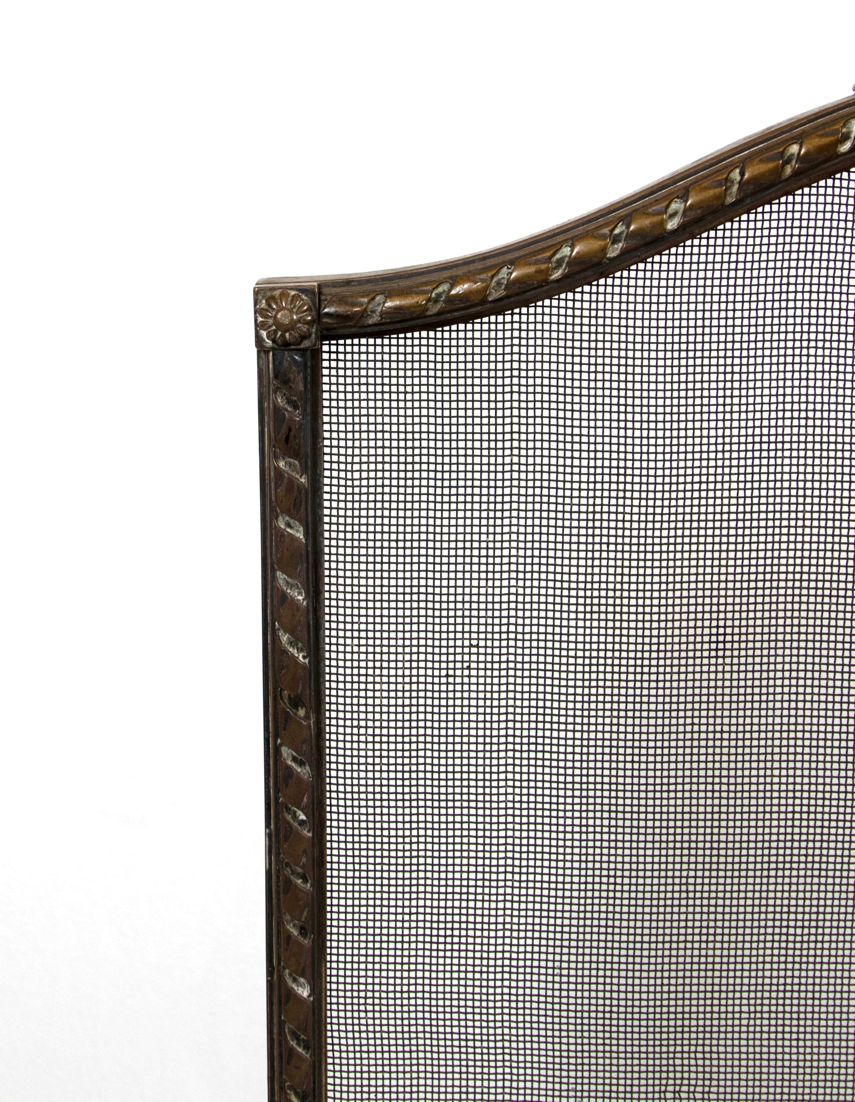 20th Century Antique Braided Floral Bronze Fireplace Screen Panel For Sale