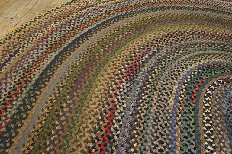 Antique American Braided Rug 12'6" x 15'8" For Sale at 1stDibs