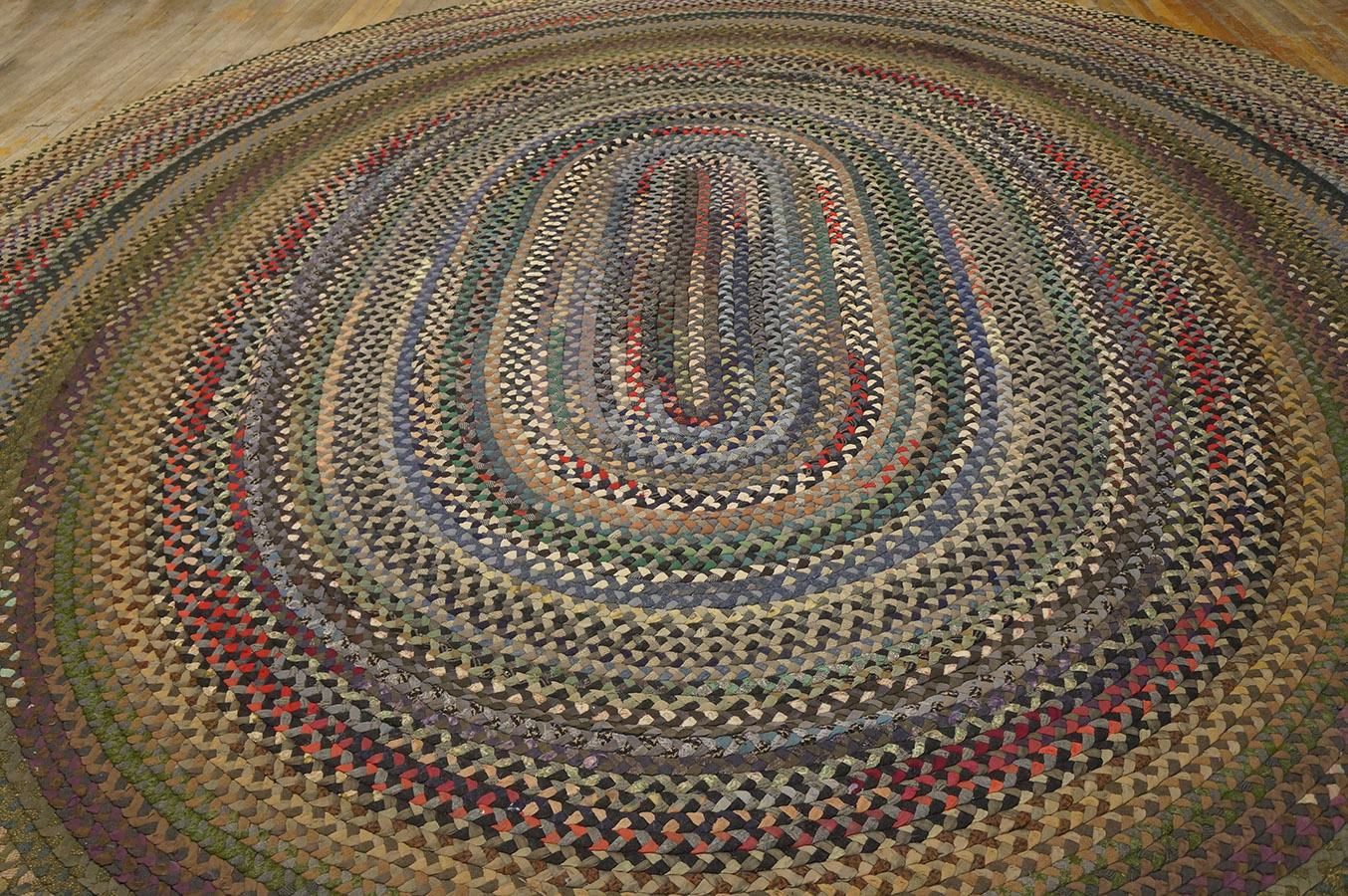 Antique American Oval Braided Rug 
12'6