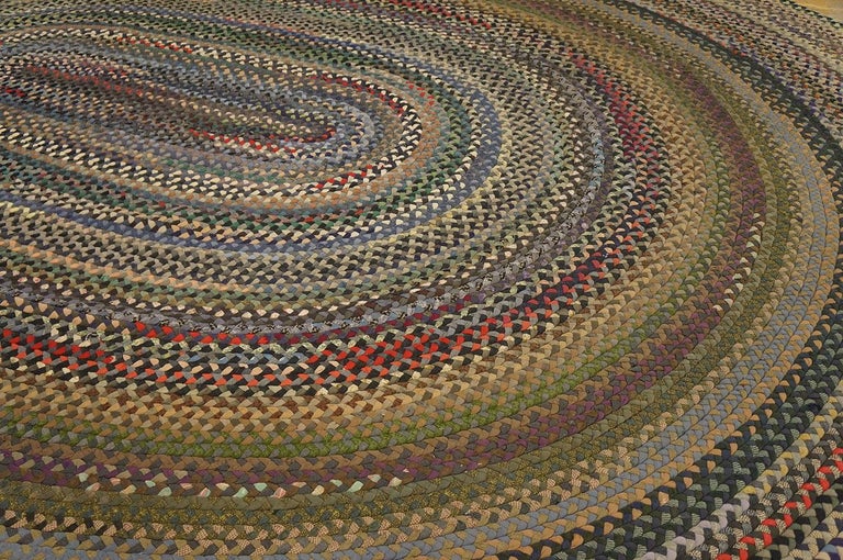 Antique American Braided Rug 12'6" x 15'8" For Sale at 1stDibs