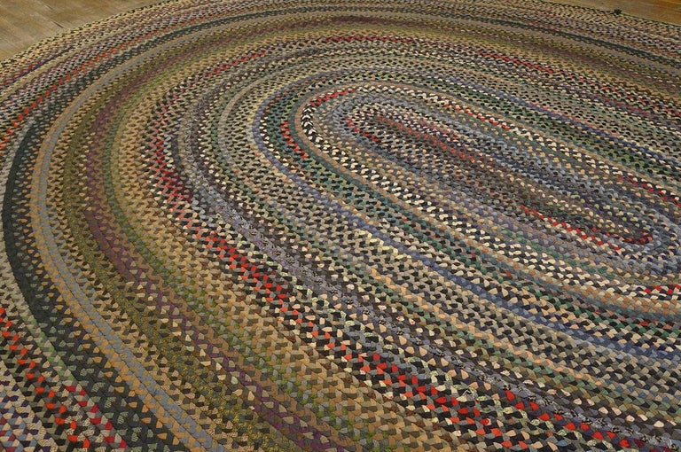 Antique American Braided Rug 12'6" x 15'8" For Sale at 1stDibs