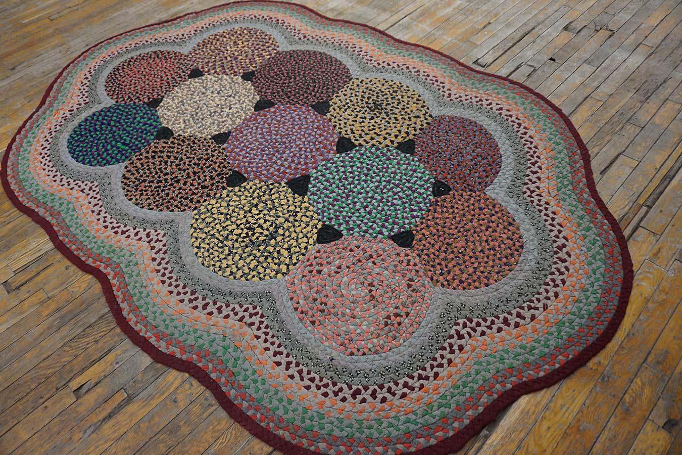 Adirondack Early 20th Century American Braided Rug ( 5'2'' x  8' - 157 x  244 ) For Sale