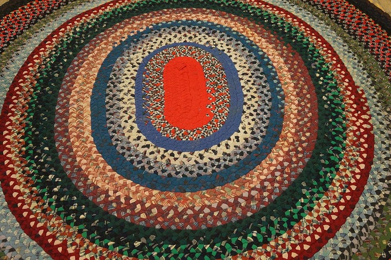 Antique Braided Rug 7' 0" x 7' 6" For Sale at 1stDibs