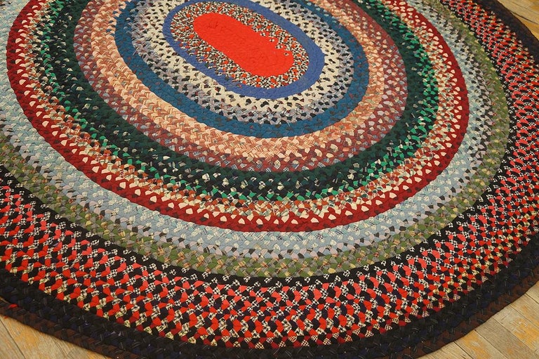 Antique Braided Rug 7' 0" x 7' 6" For Sale at 1stDibs