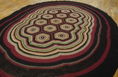 1930s Black Vintage American Hooked Rug 10'6" x 13'6"