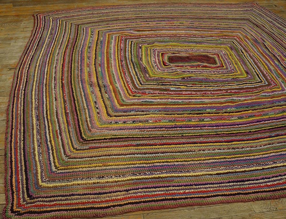 Hand-Knotted 1930s American Braided Carpet ( 8'  x 8' - 245 x 245 )  For Sale