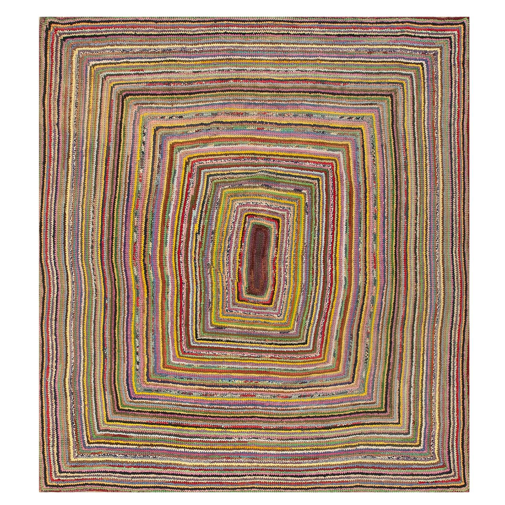 1930s American Braided Carpet ( 8'  x 8' - 245 x 245 ) 