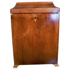 Antique Brandt Furniture Co. Inlaid Mahogany 4 Bottle Decanter Spirit Box