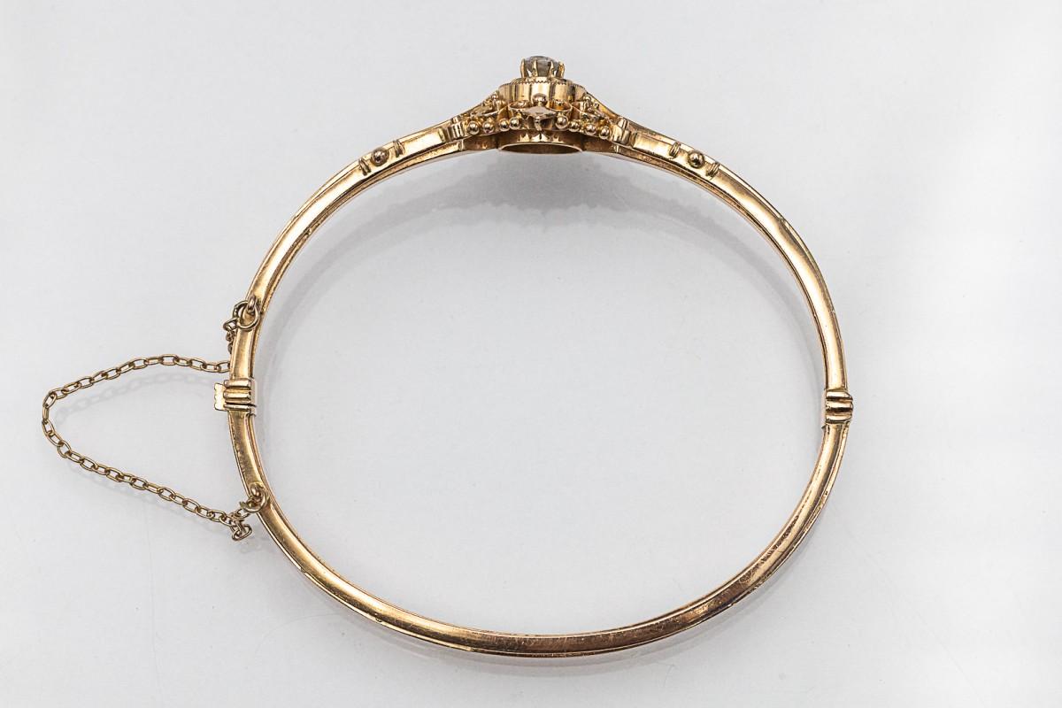Antique brangle bracelet with Old-European Diamond, Austria-Hungary, 1880s. In Good Condition In Chorzów, PL