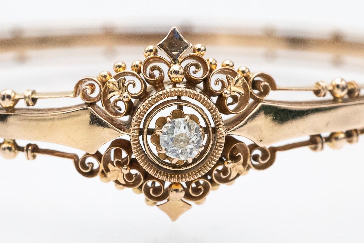 Antique brangle bracelet with Old-European Diamond, Austria-Hungary, 1880s. 1