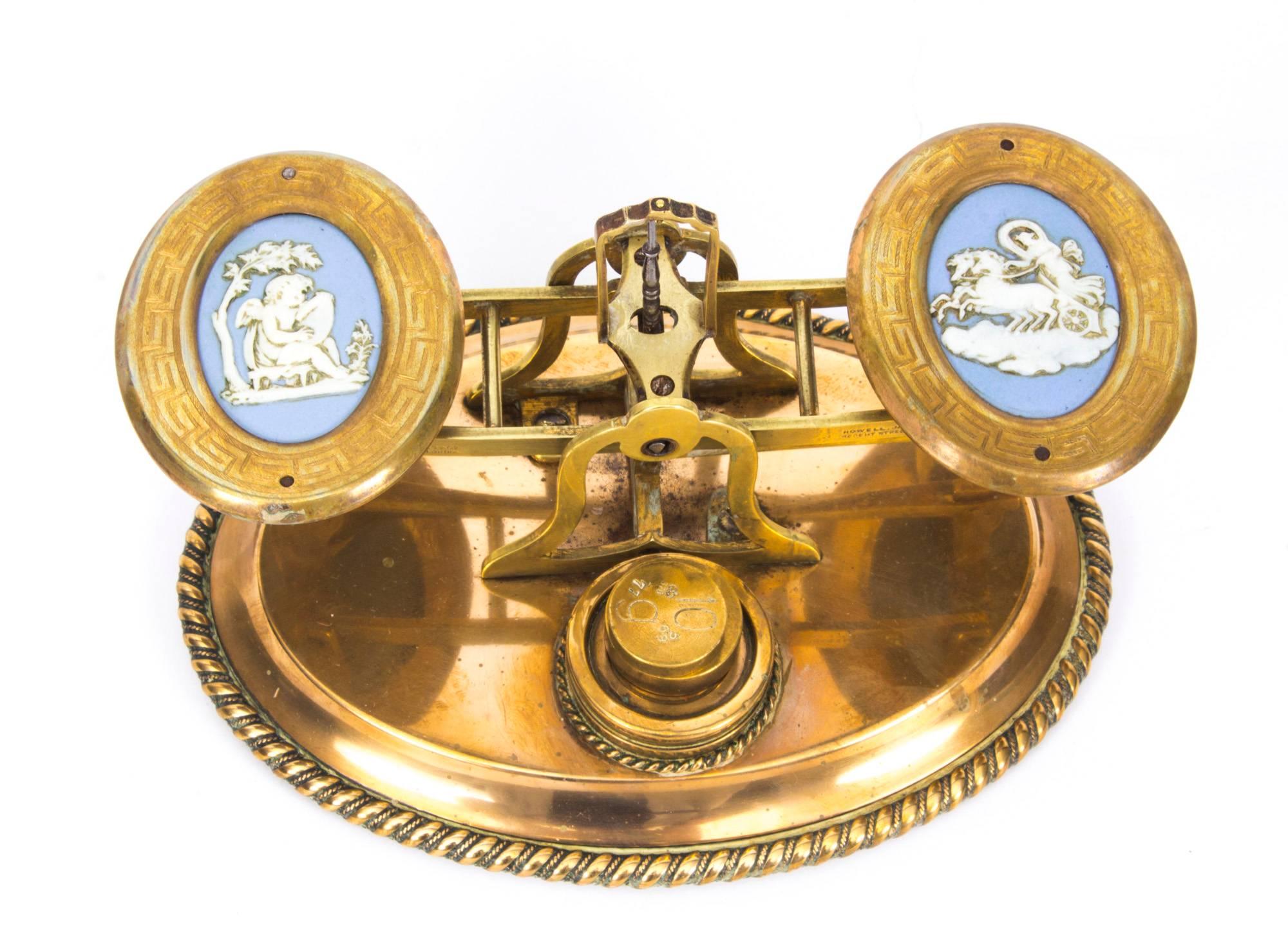 Antique Brass and Jasperware Desk Set James Howell, 19th Century 14