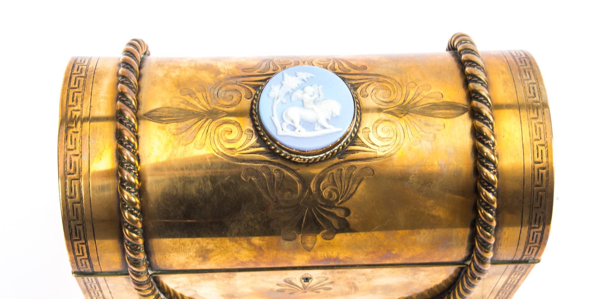 English Antique Brass and Jasperware Desk Set James Howell, 19th Century