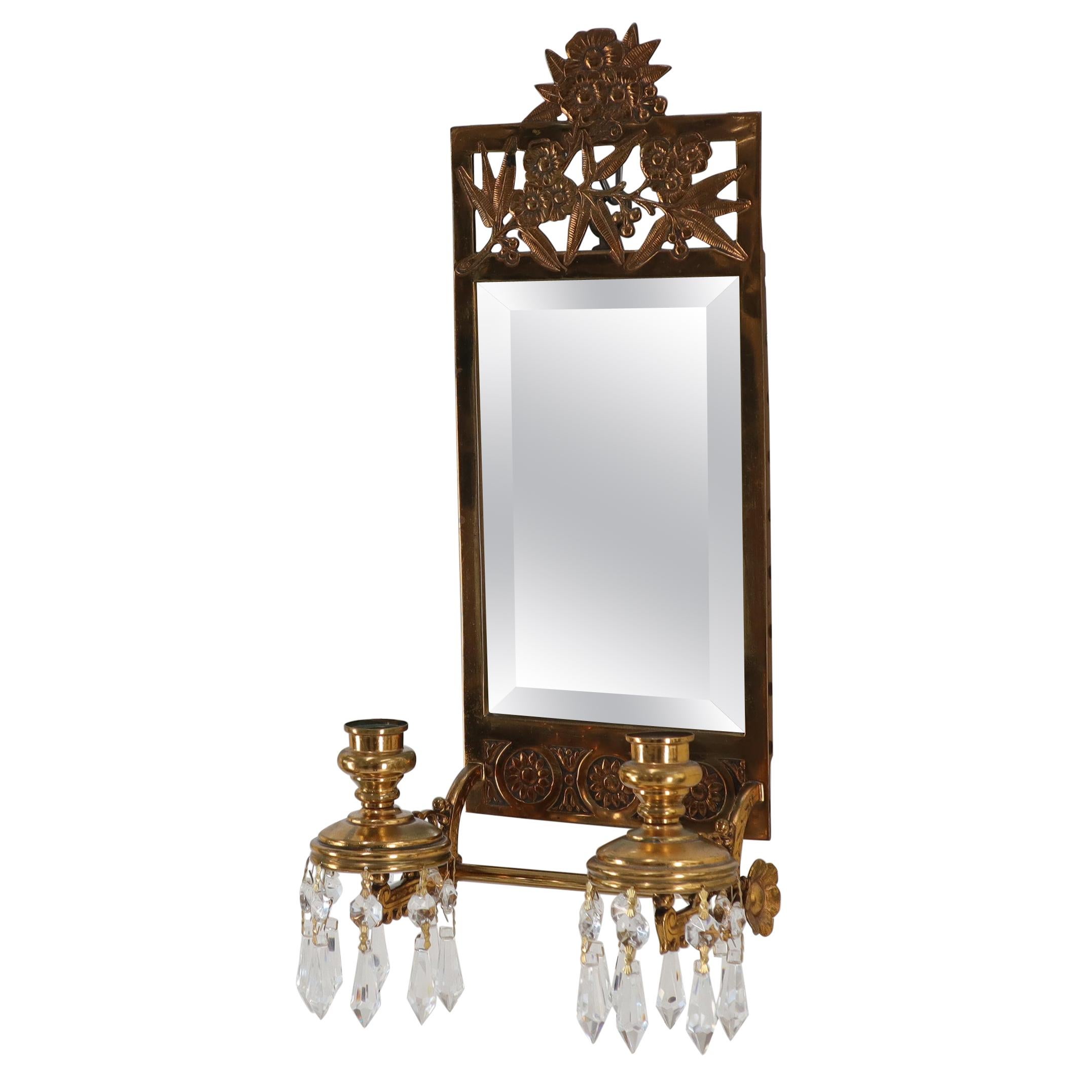 Antique Brass 2 Candle Mirror Wall, Mirrored Wall Sconces For Candles Uk