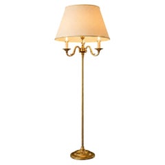 Early 20th Century Brass Three Arm Neoclassical Candelabra Standing Lamp